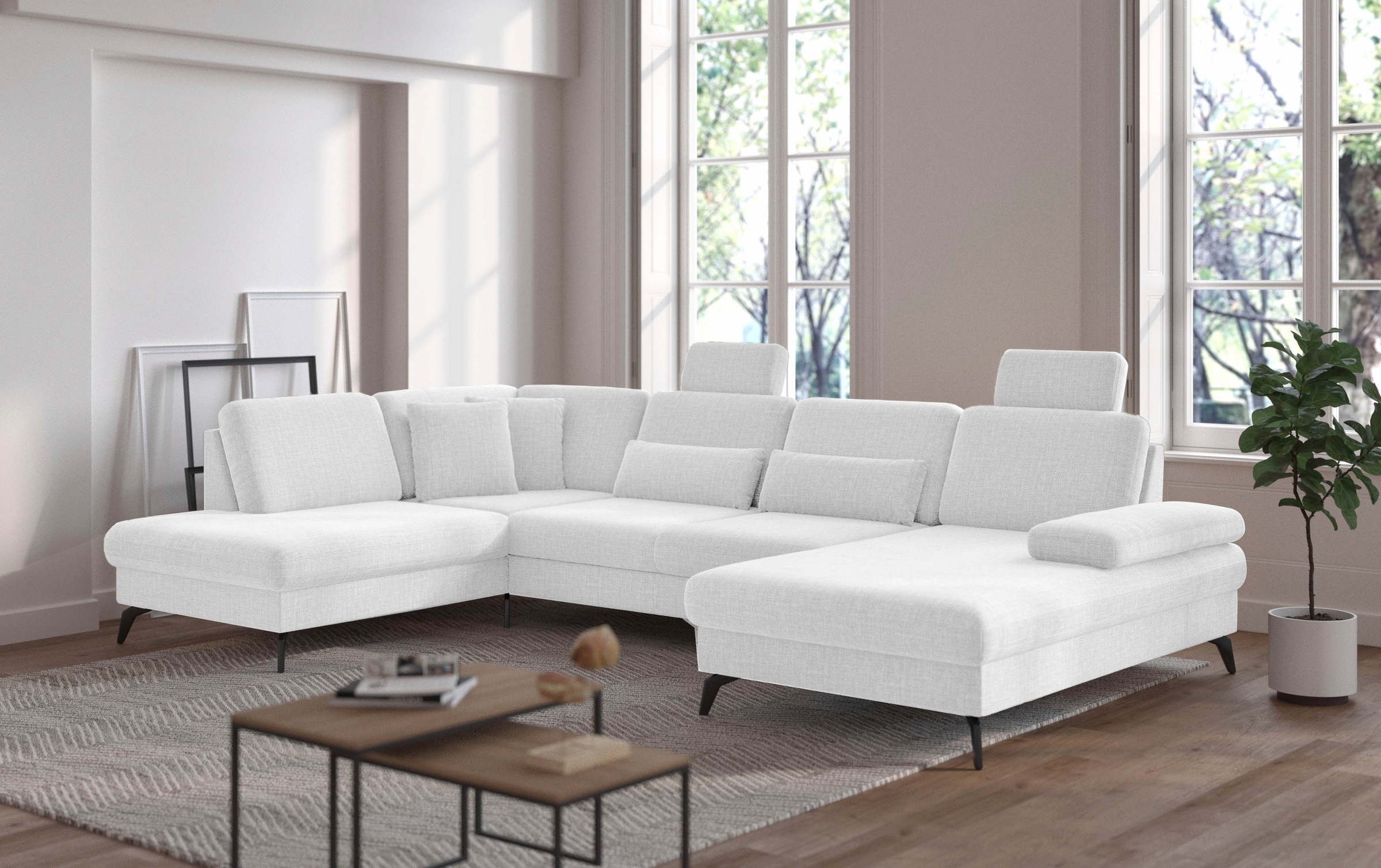 sit&more Wohnlandschaft »Morris U-Form, inkl. Sitztiefenverstellung«, wahlweise mit Armteilverstellung, Bettfunktion & Bettkasten