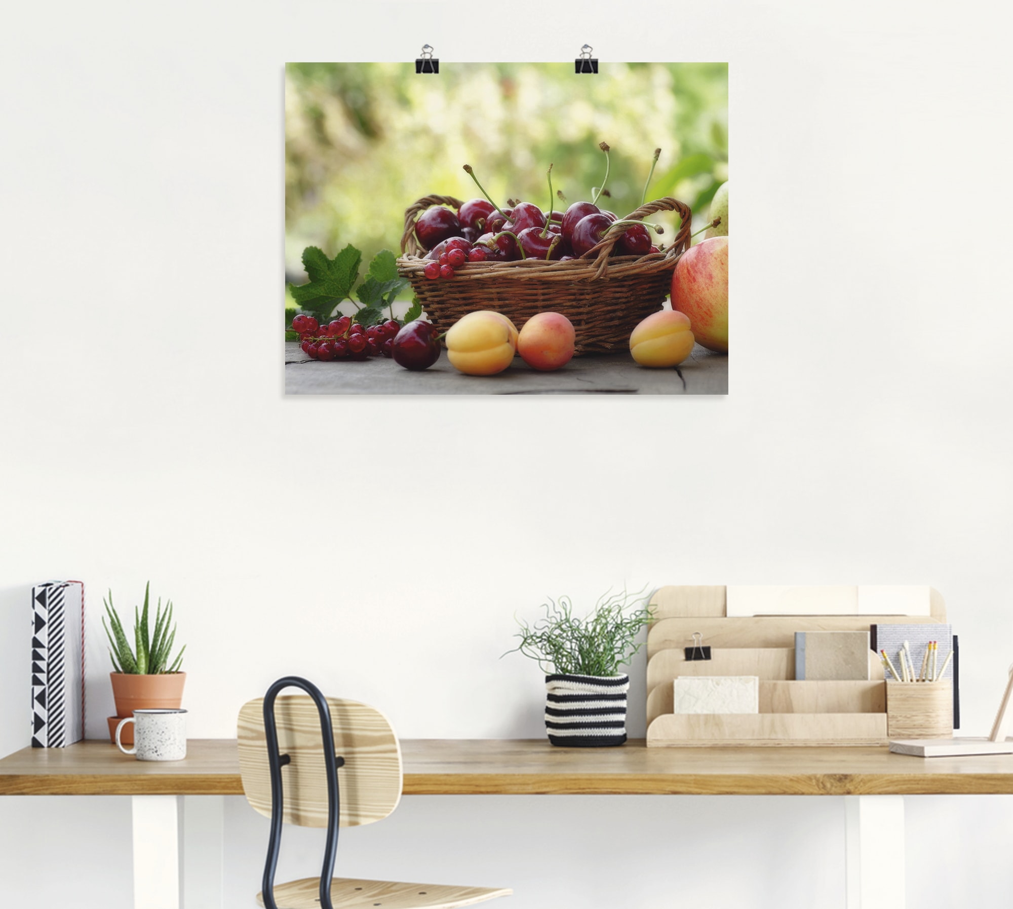 Artland Wandbild »Frische Früchte Körbchen«, Lebensmittel, (1 St.), als Leinwandbild, Wandaufkleber oder Poster in versch. Größen