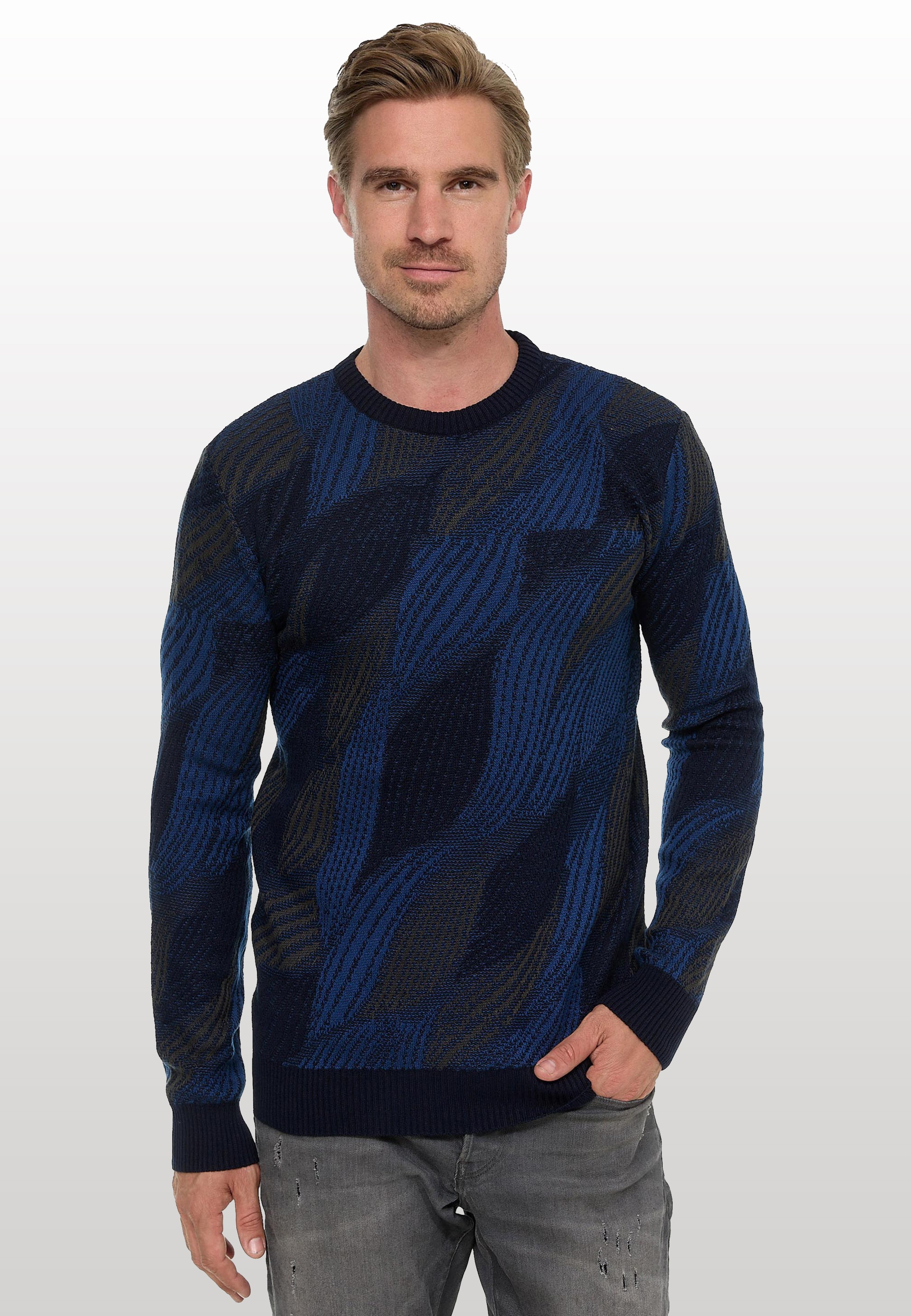 Rusty Neal Strickpullover, im angesagten Wellen-Design