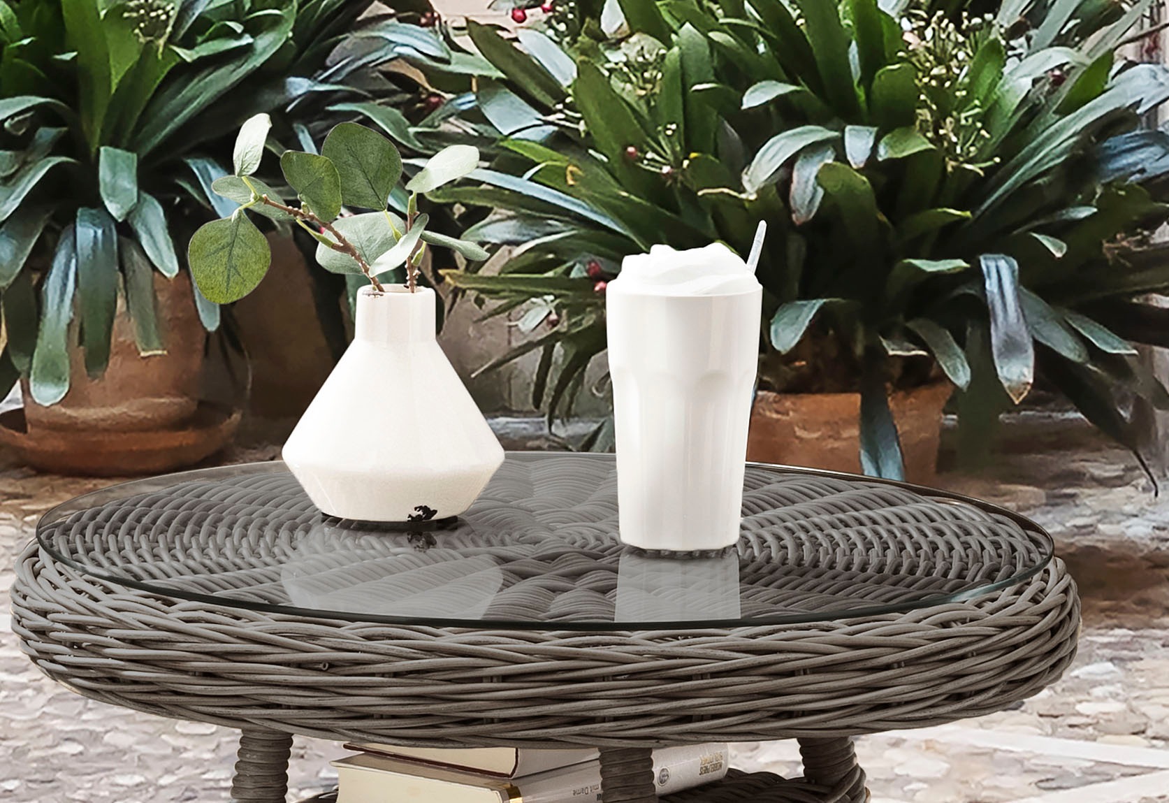 Destiny Gartentisch »MALAGA«, Ø: 60cm x H: 55cm, Aluminium, Polyrattan