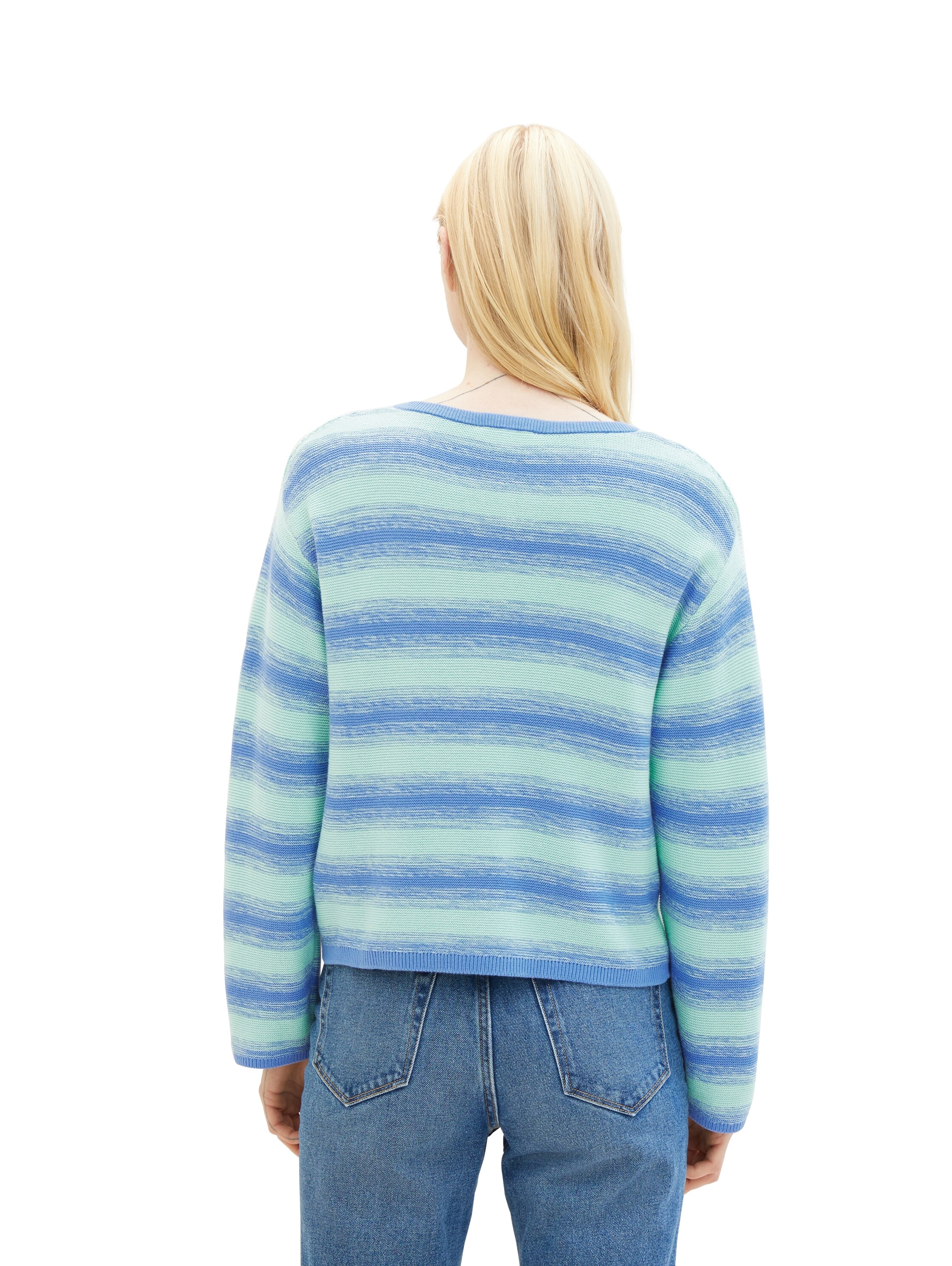 TOM TAILOR Denim Strickpullover, in Streifen-Optik und mit Farbverlauf