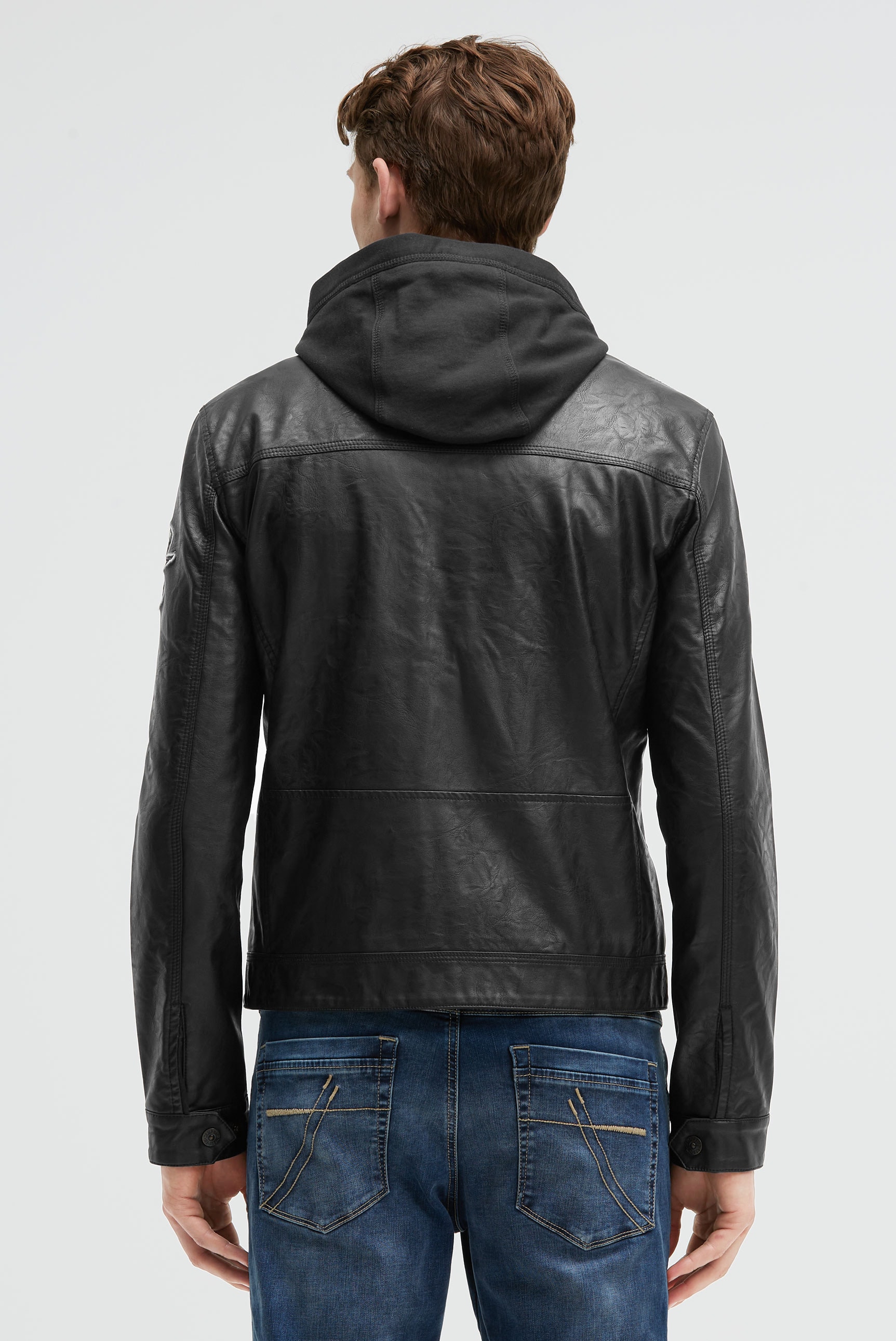 CAMP DAVID Lederimitatjacke mit Kapuze mit abtrennbarer Kapuze