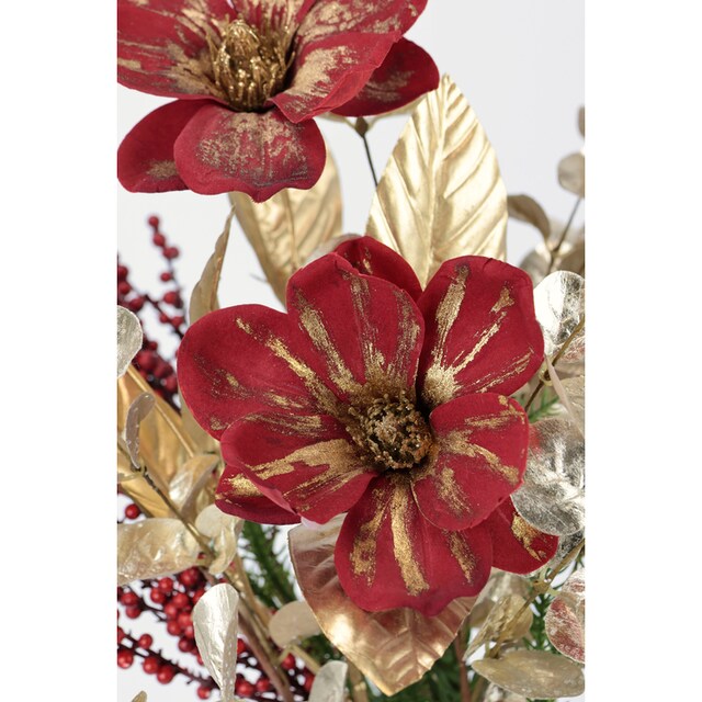 I.GE.A. Winterliche Kunstpflanze »Gesteck mit Magnolie in Keramikvase,  Weihnachtsdeko,«, Kunstblumen-Arrangement, festliches Blumenensemble,  Weihnachtsgesteck | BAUR