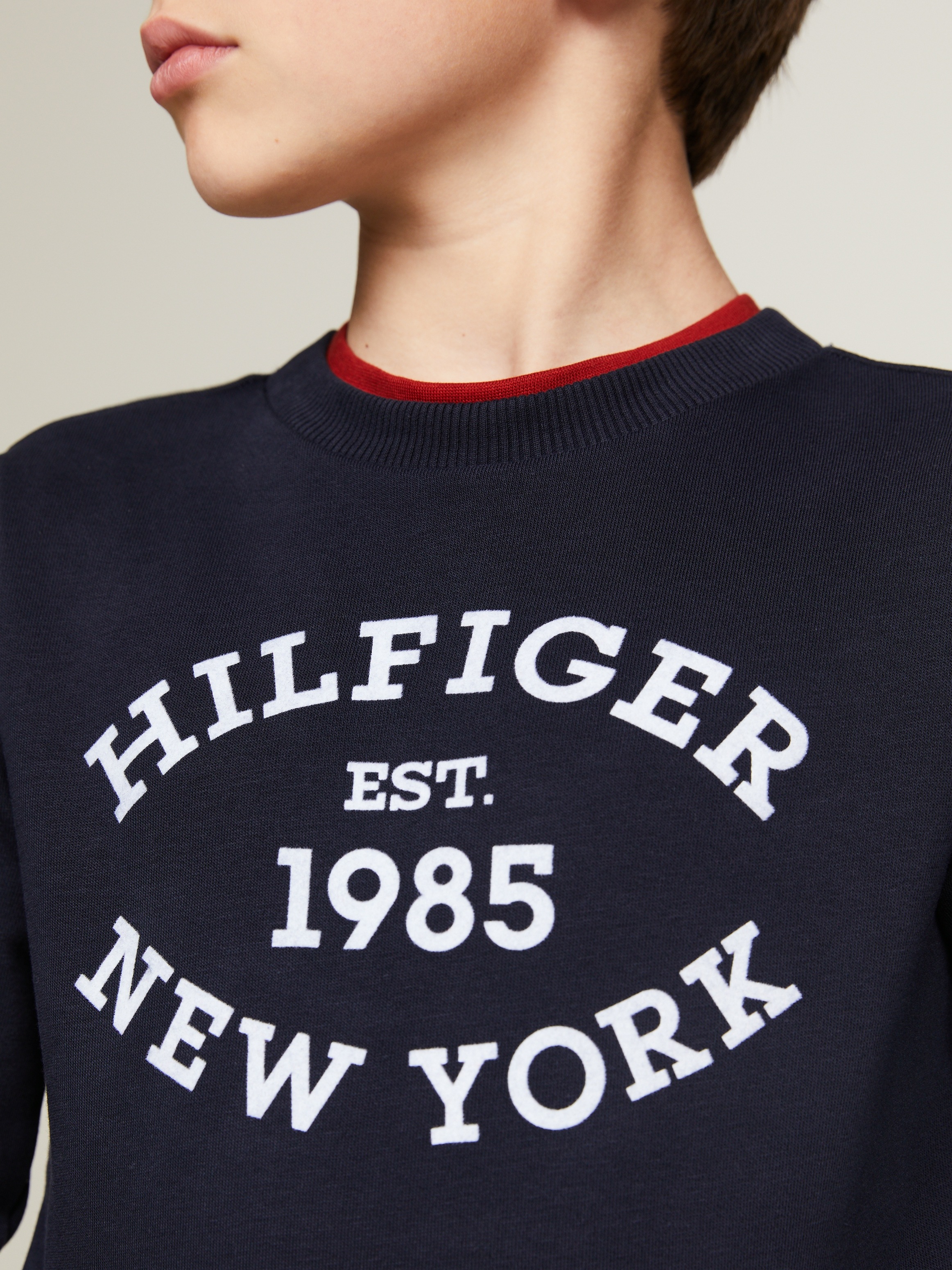 Tommy Hilfiger Sweatshirt »MONOTYPE FLOCK REG SWEATSHIRT«, mit Frontprint; Rundhals, Langarm