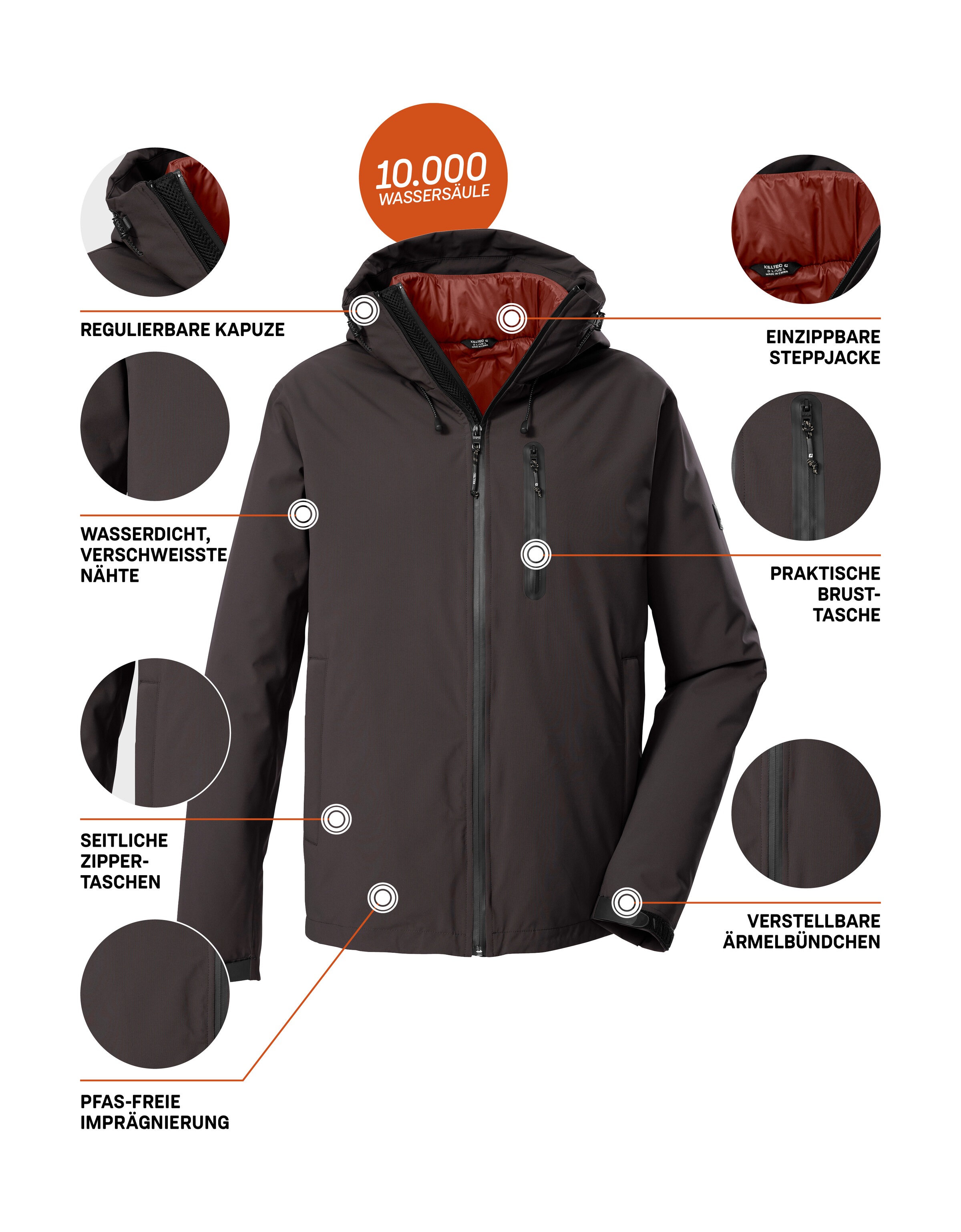 Killtec 3-in-1-Funktionsjacke »KOW 95 MN JCKT« 3 in 1 Herrenjacke, wasser- u winddicht, atmungsaktiv