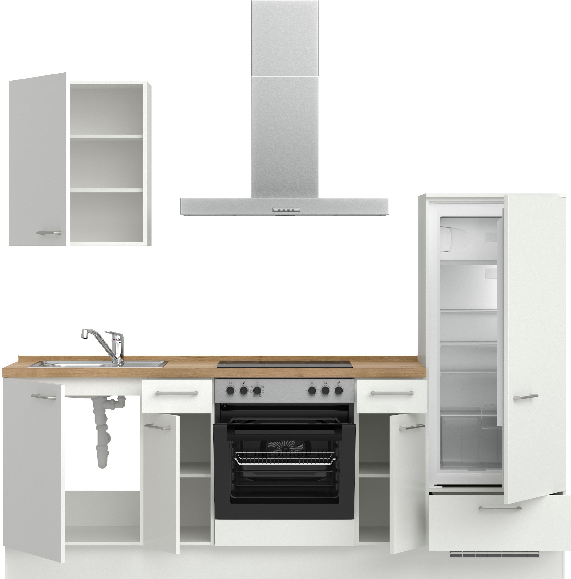 nobilia® Küchenzeile »"Laser I", Ausrichtung wählbar, Breite 240 cm« vormontiert, wahlw. mit unterschiedlichen E-Geräten-Sets