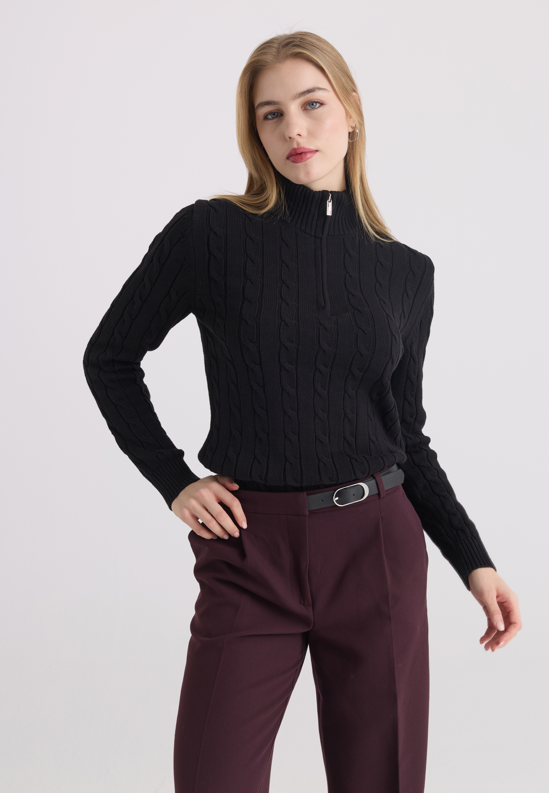 Felix Hardy Stehkragenpullover »Pullover mit Zopfmuster«