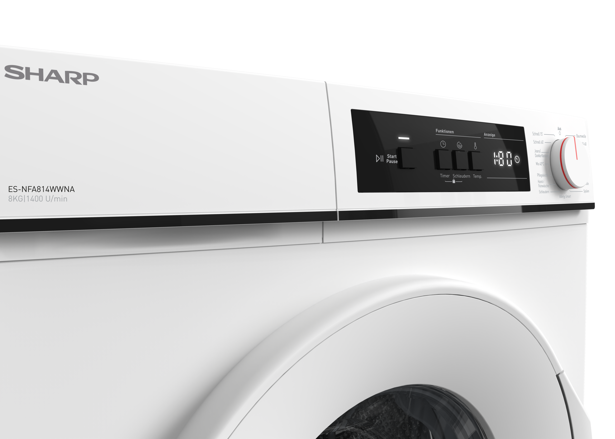 Sharp Waschmaschine »ES-NFA814WWNA-DE« 8 kg 1400 U/min AllergySmart für Allergiker: Entfernt bestimmte Allergene & Bakterien