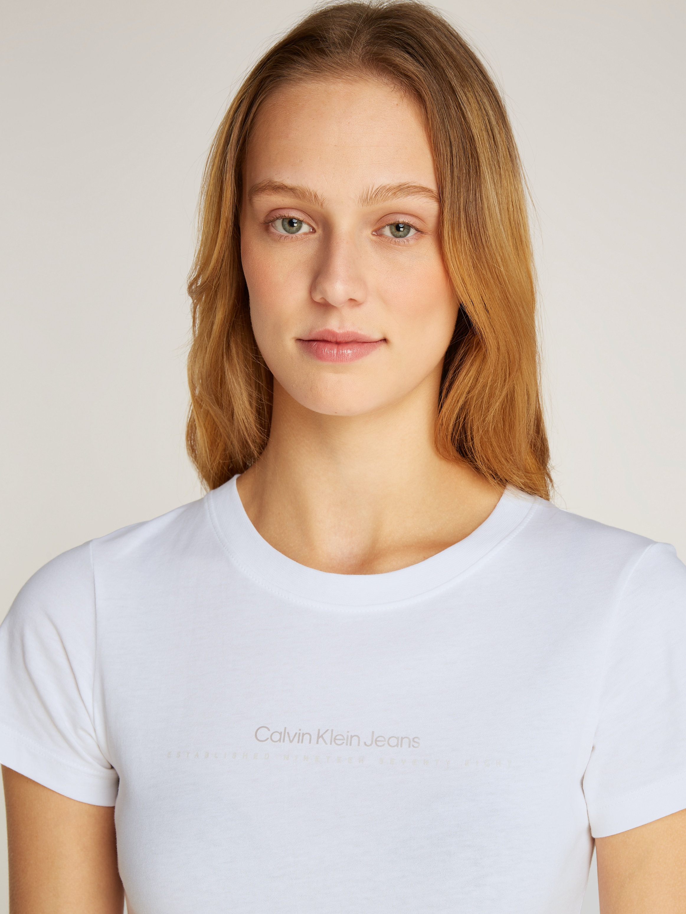 Calvin Klein Jeans Rundhalsshirt »INSTITUTIONAL GRAPHIC SLIM TEE«, mit Logodruck