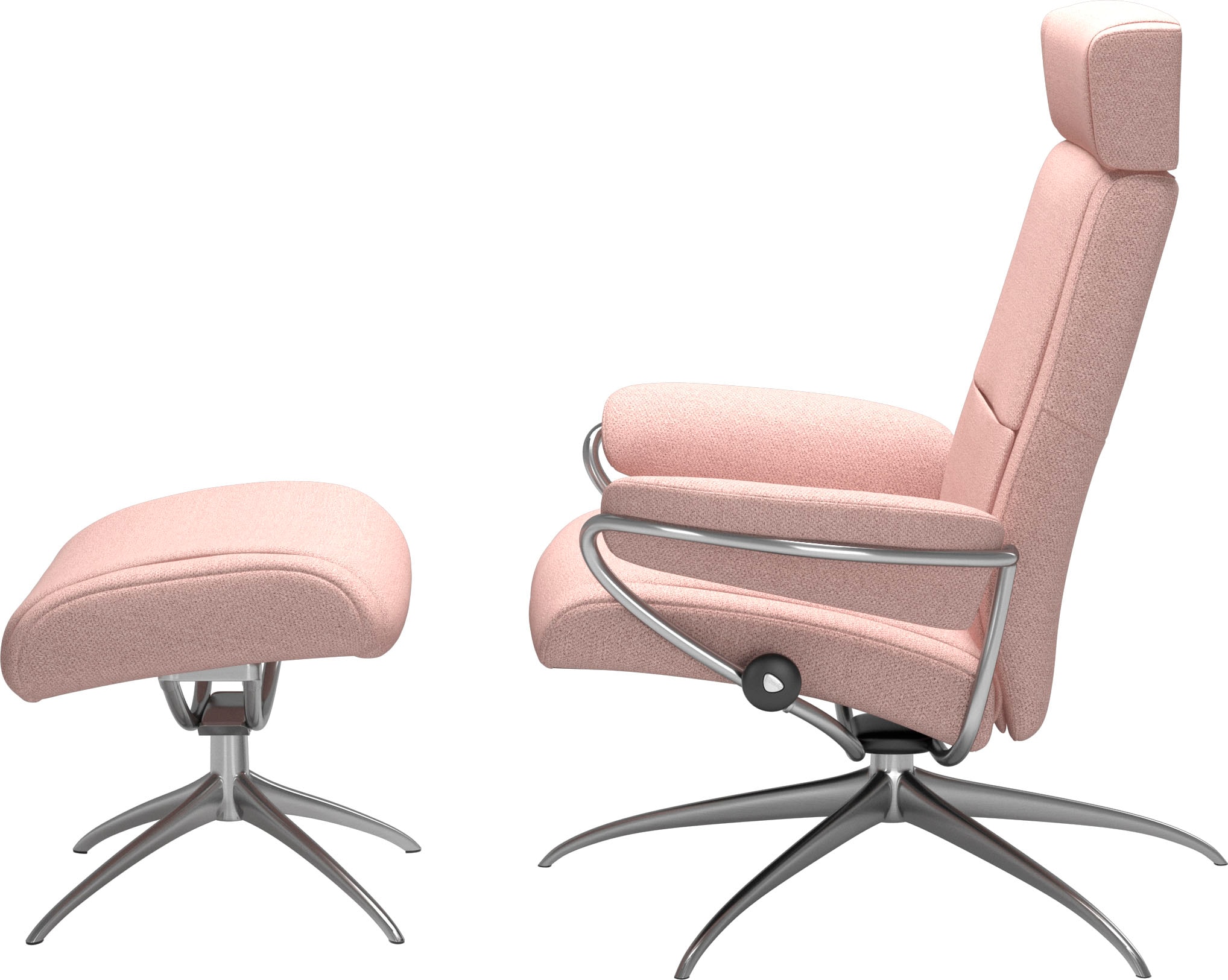 Stressless® Relaxsessel »Paris«, (Set, Relaxsessel mit Hocker), mit Hocker, Low Back mit Kopfstütze, mit Star Base, Gestell Chrom