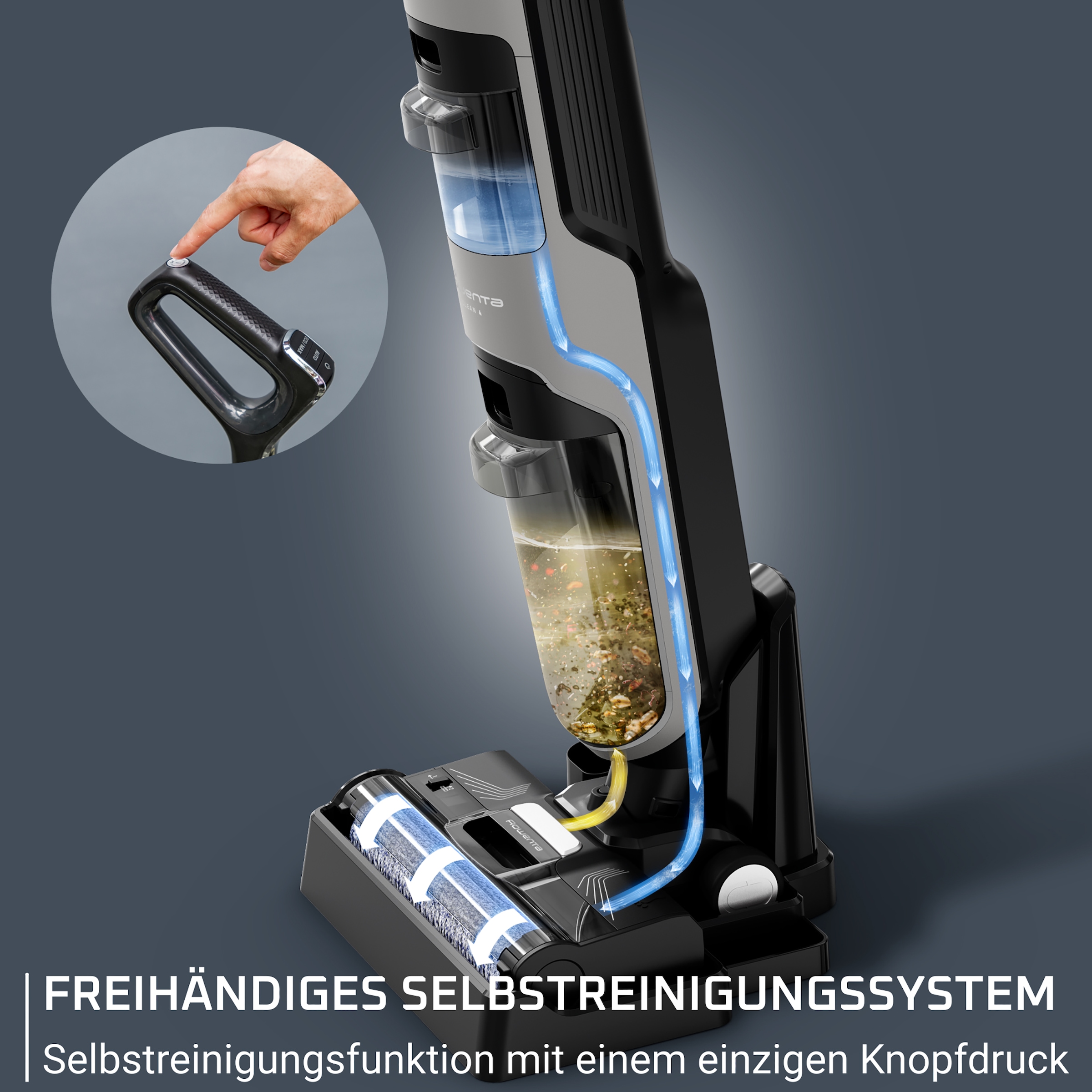 Rowenta Nass-Trocken-Akkusauger »X-Clean 4, kabellos, 2-1 Staubsauger für alle Hartböden«, kabellos, Selbstreinigungsfunktion, Schmutzerkennung, GZ5037