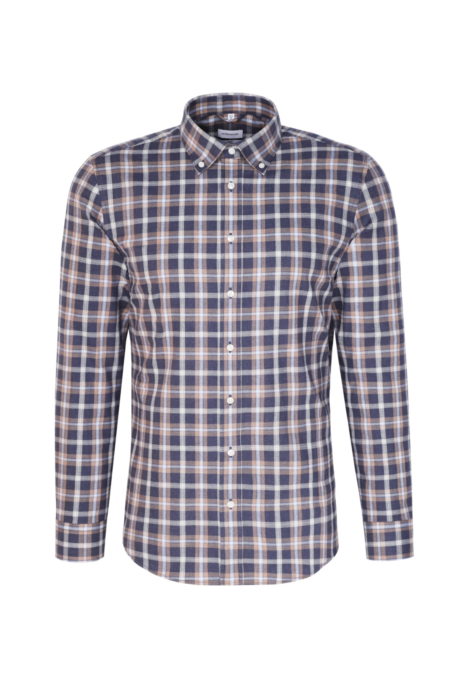 seidensticker Flanellhemd »Slim«, Slim Langarm Button-Down-Kragen Karo
