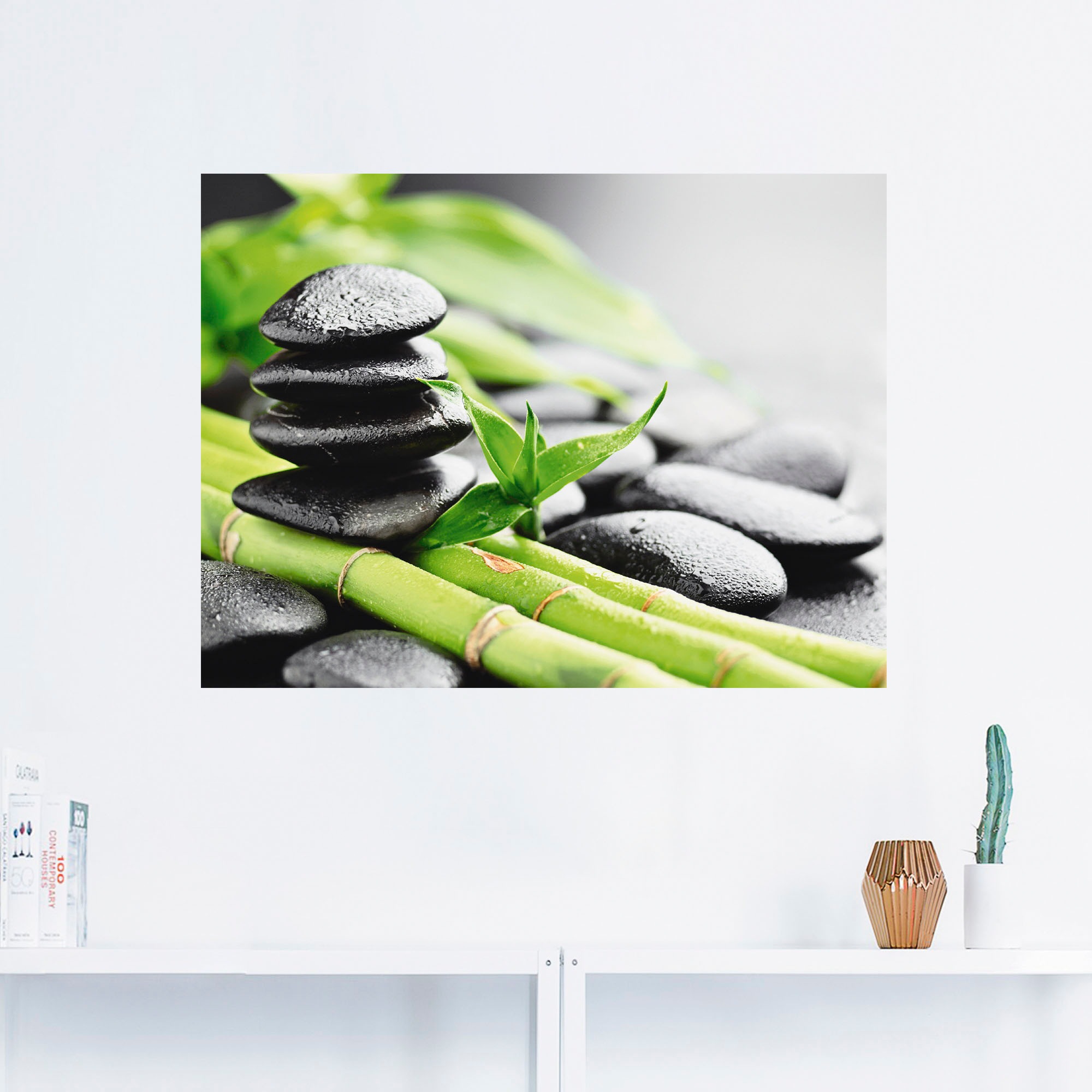 Artland Wandbild »Wachstum - Lavasteine Bambus«, Zen, (1 St.), als Alubild, Outdoorbild, Leinwandbild, Poster, Wandaufkleber