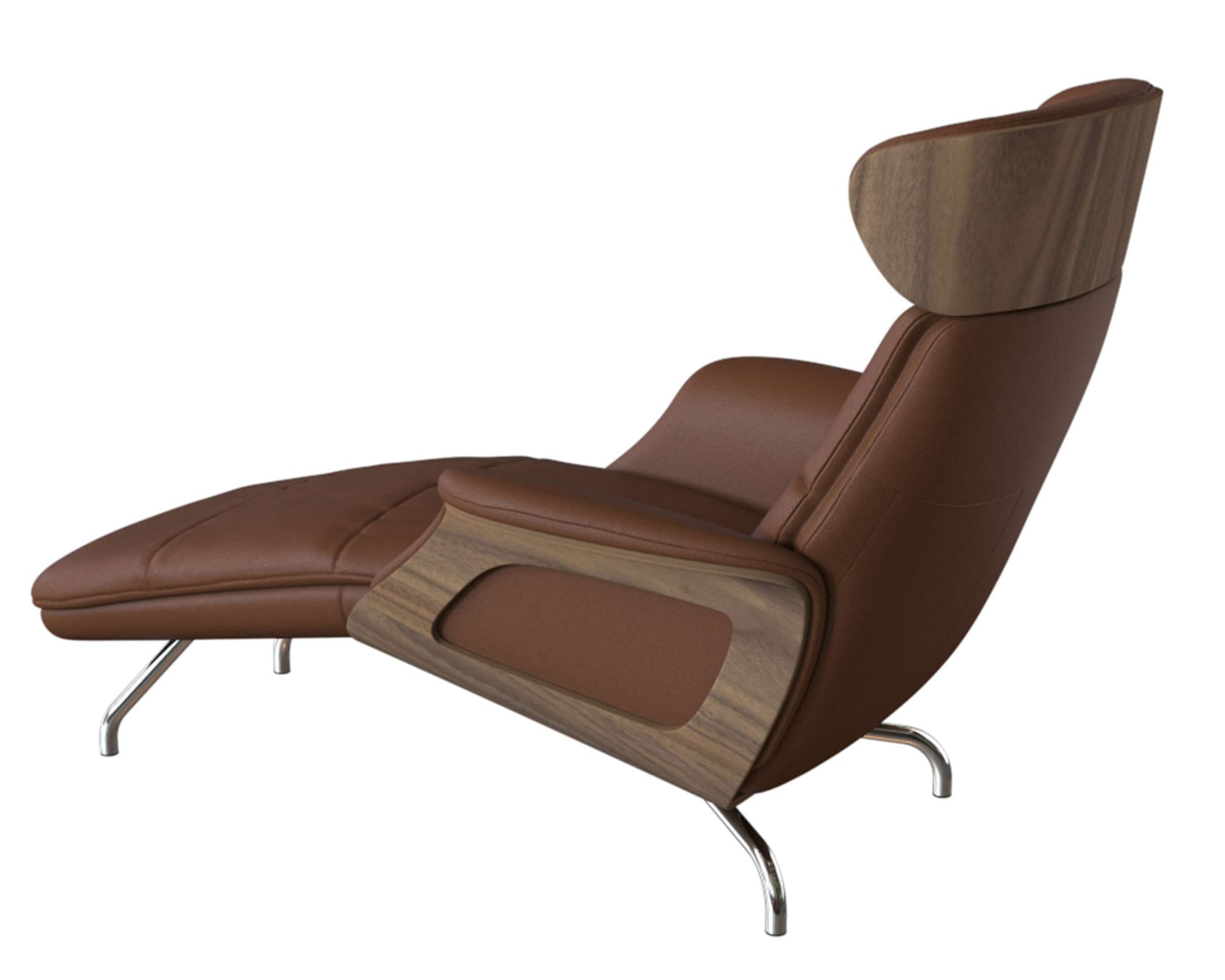 FLEXLUX Loungesessel »Clement Chaislongue, Relaxstuhl, Liegesessel,«, Rücken- & Kopfteilverstellung, Armlehne, Walnuss, Fuß Alu