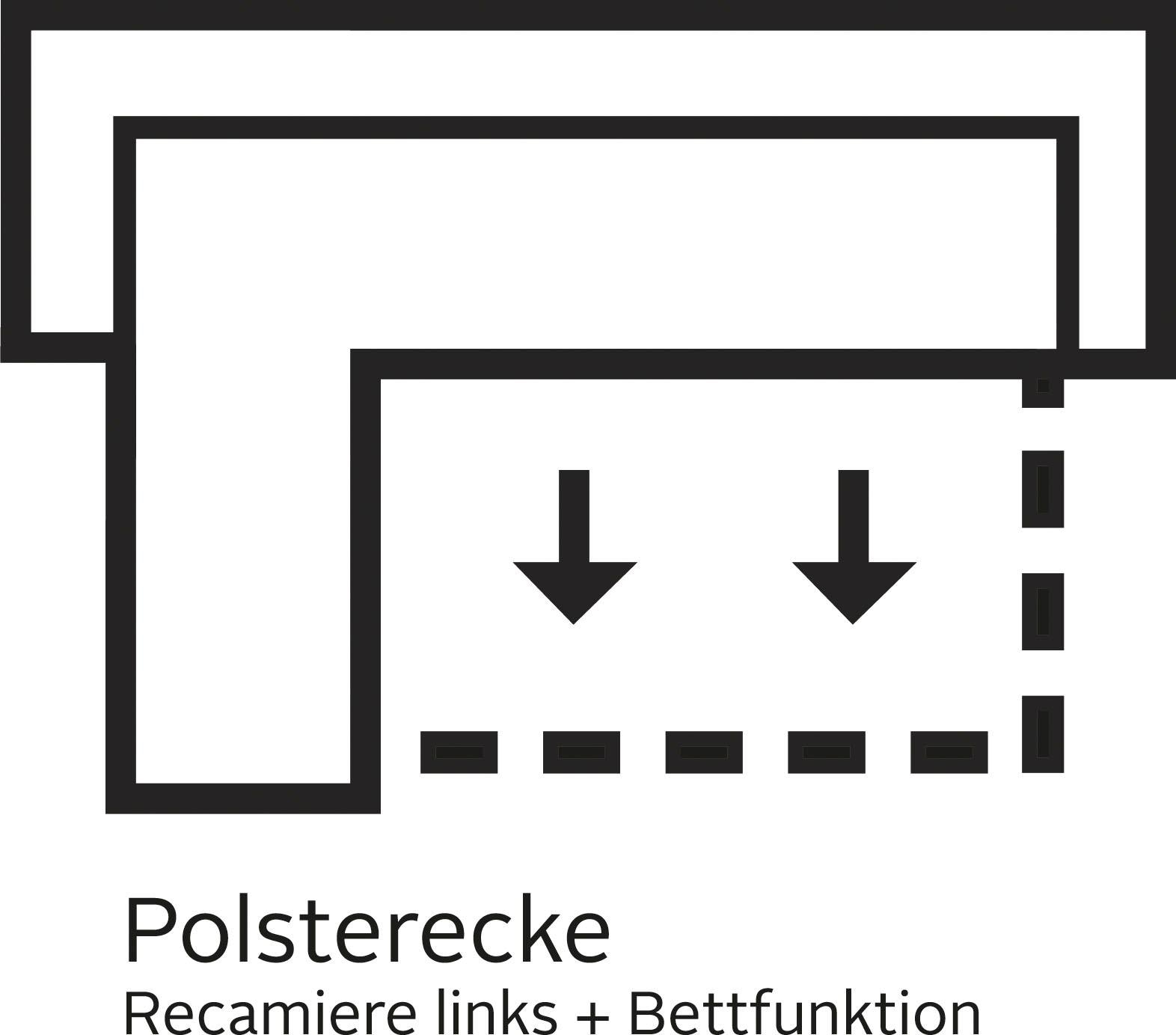 Home affaire Ecksofa »Alberto L-Form«, mit Ottomane, inkl. Kopfteilverstellung, wahlweise mit Bettfunktion