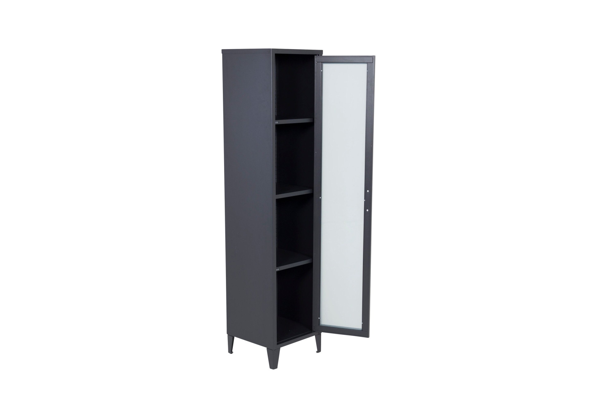 Venture Home Vitrine »Acero, schmaler Stauraumschrank in Schwarz-Stahl, Höhe 150 cm« Pulverbeschichtung, schmal, hoch, mordern