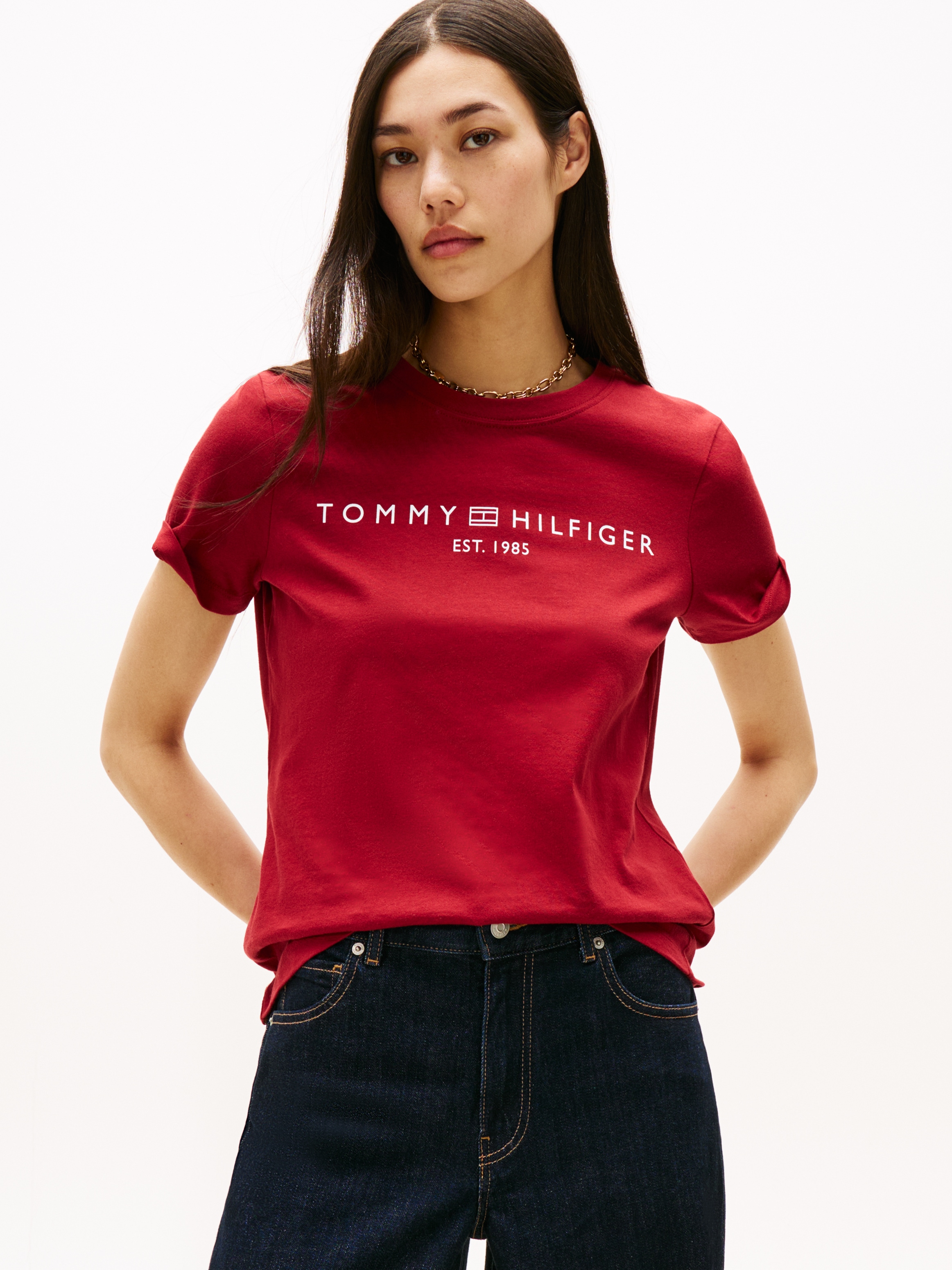Tommy Hilfiger "REG CORP LOGO C-NK mit Logoschriftzug und Stickerei" Baumwo günstig online kaufen
