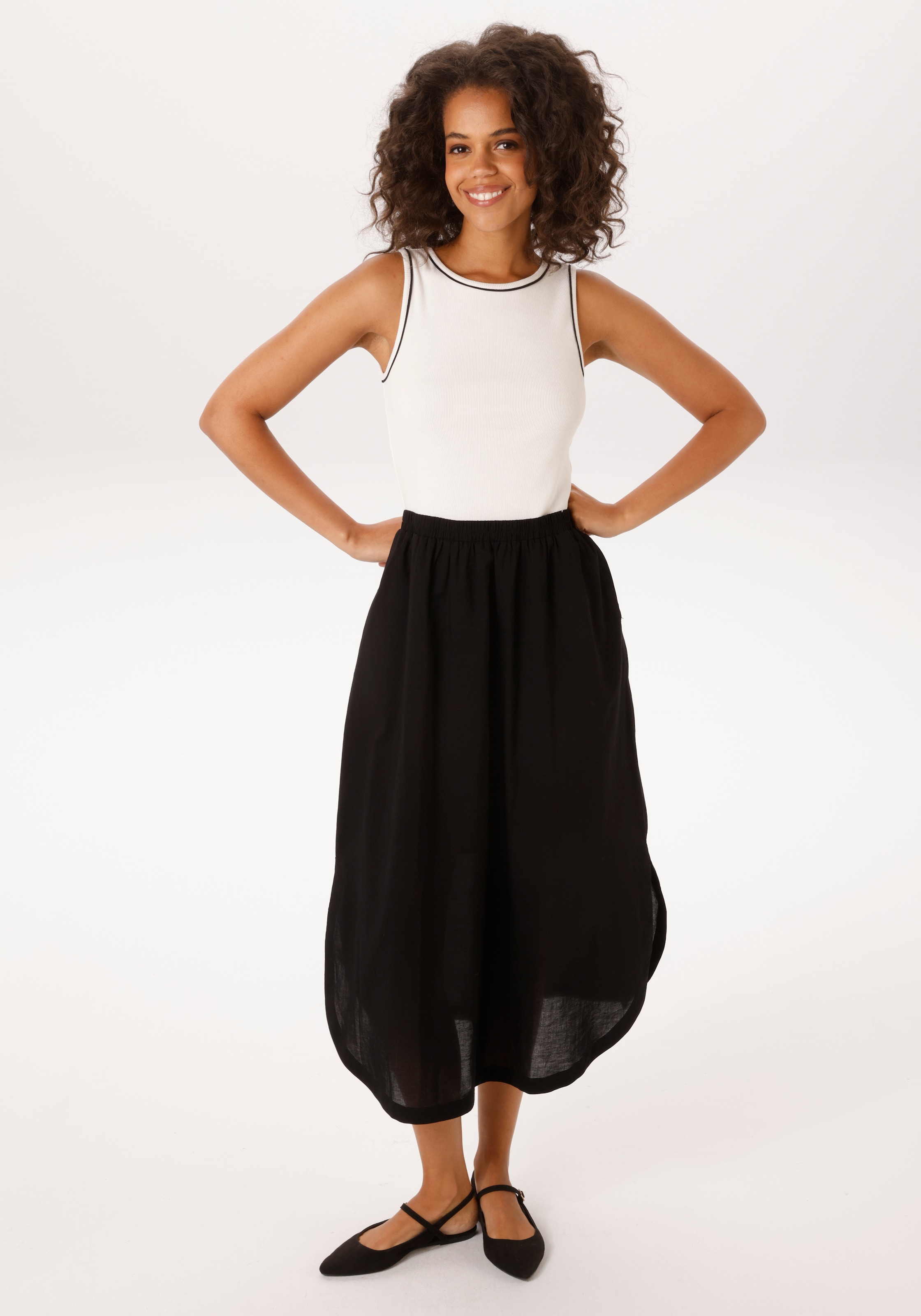 Aniston CASUAL Sommerkleid mit kontastfarbenen Pipings im Oberteil - NEUE KOLLEKTION