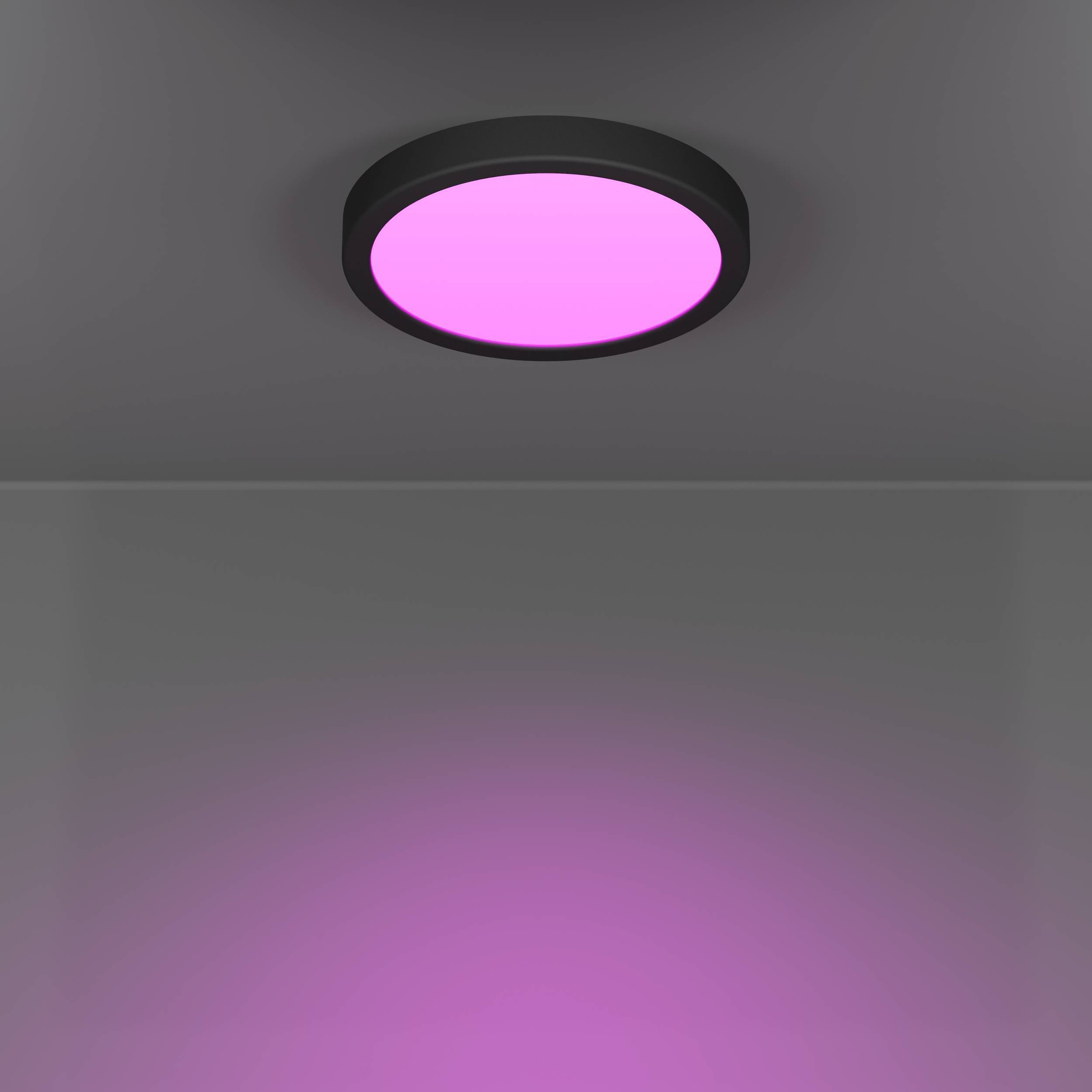 EGLO Aufbauleuchte »Fueva 6-Z Deckenlampe, ZigBee, App und Sprachsteuerung, Badlampe, IP44« LED-Modul 1 Stk. Kaltweiß | RGB Aufbauleuchte - H2,5 x Ø21,1 cm - schwarz - 11,2W inkl.