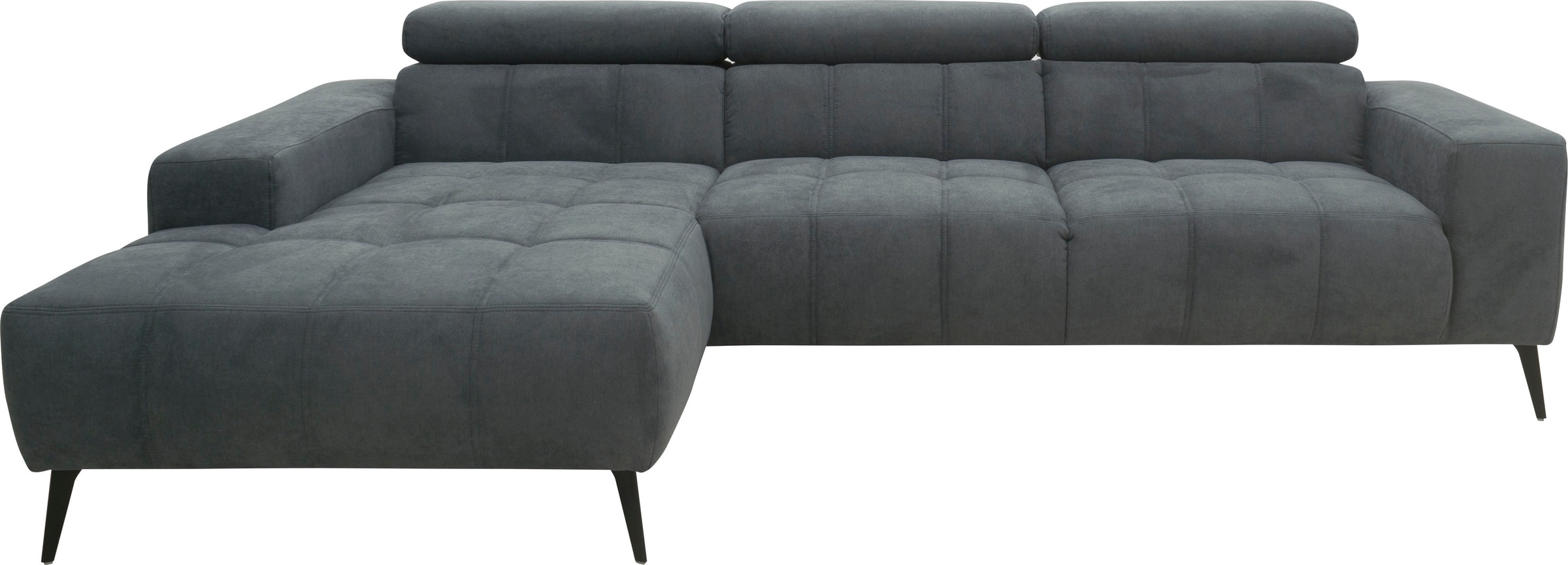 DOMO collection Ecksofa »Trento L-Form, mit Kufenfuß oder Einzelfuß«, wahlweise mit Kopfteilverstellung, Recamiere links/rechts bestellbar