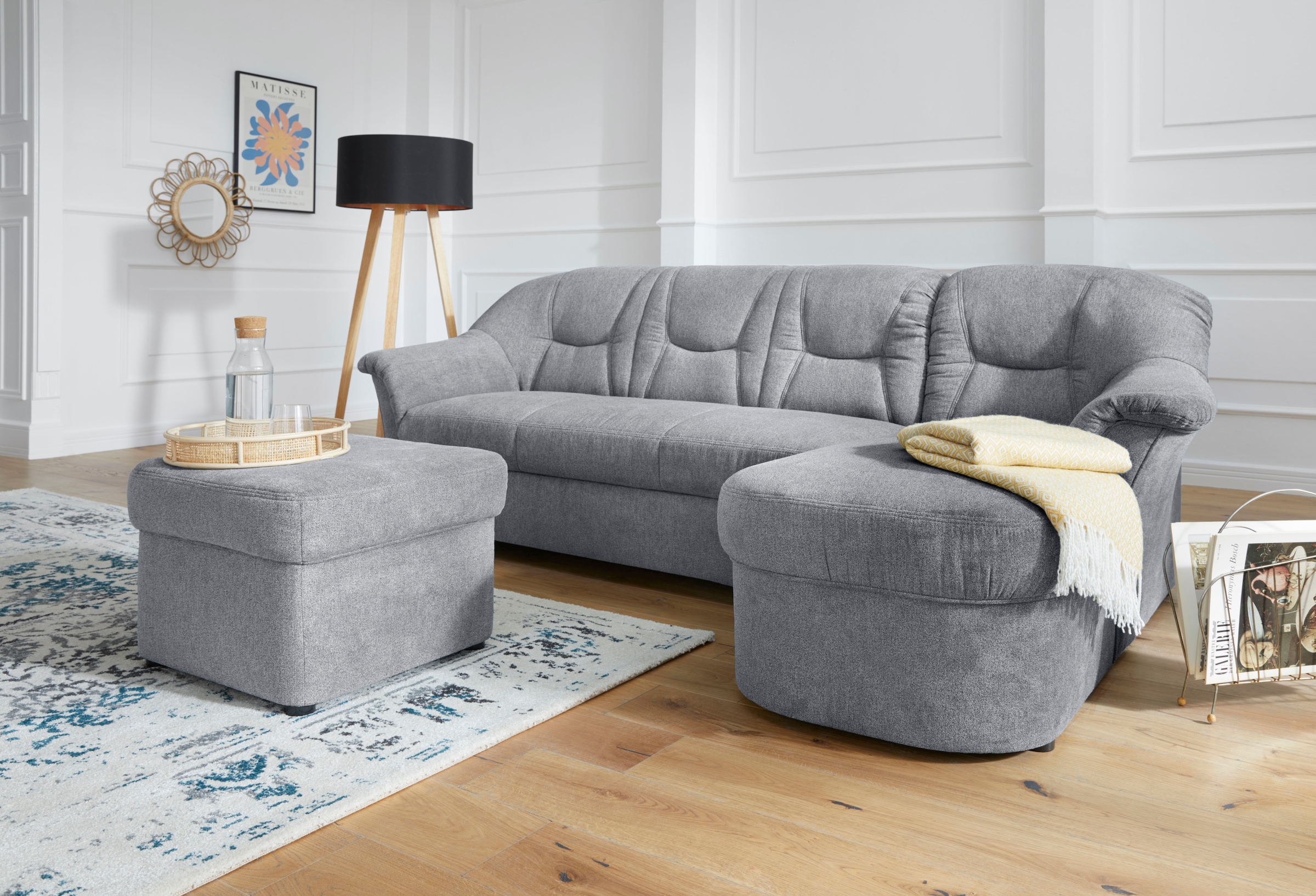 DOMO collection Ecksofa »Sarafina zeitlos und komfortabel, optional mit Federkern, L-Form«, wahlweise mit Bettfunktion