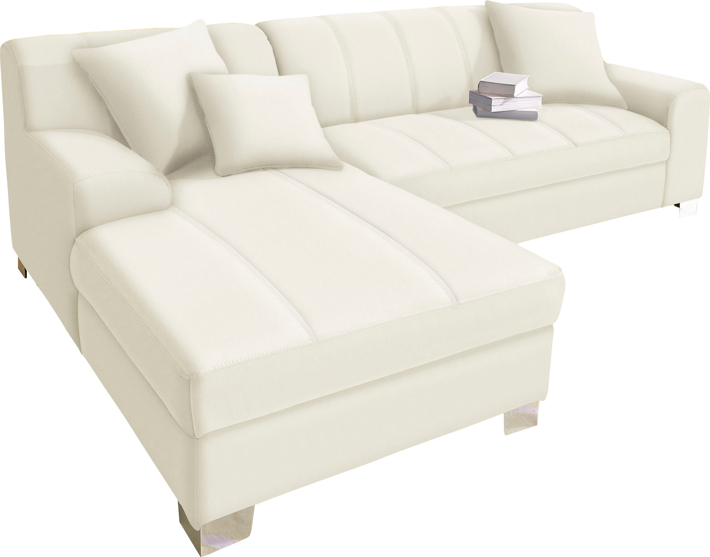 INOSIGN Ecksofa »Turah incl. Zierkissen, moderne Steppung, auch in Leder«, wahlweise mit Bettfunktion, Schlafsofa, B/T/H: 239/152/75 cm, L-Form
