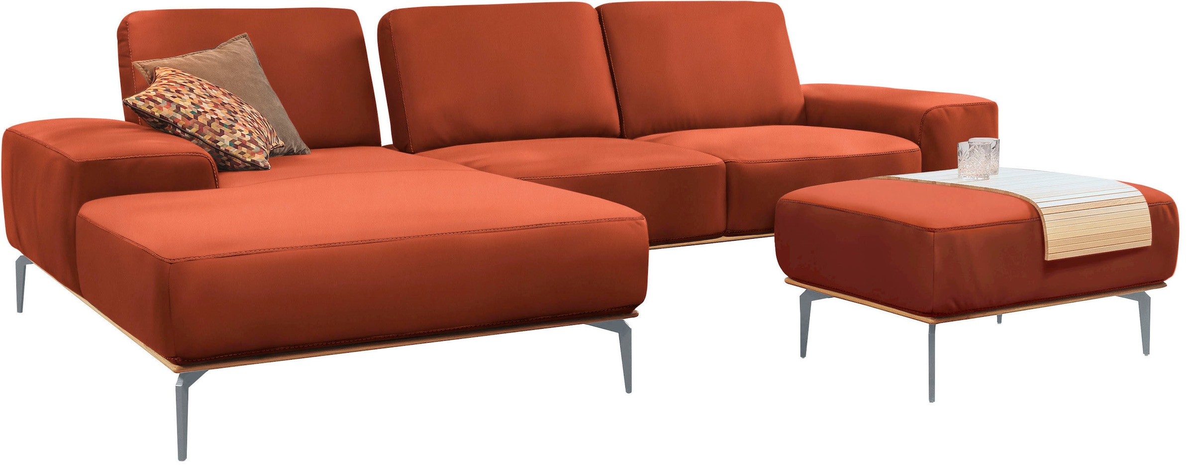 W.SCHILLIG Polsterhocker »run«, mit elegantem Holzsockel, Füße in Silber matt, Breite 75 cm