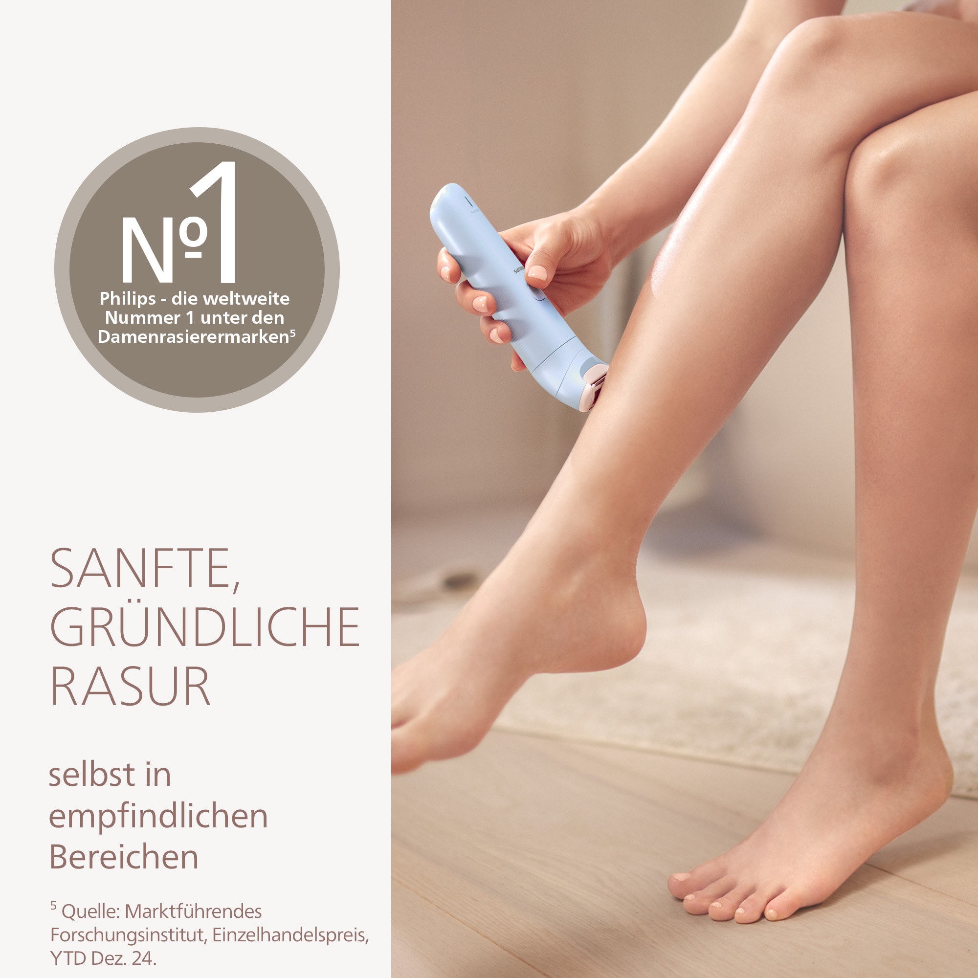 Philips Elektrorasierer »Lady Shaver Series 6000«, 1 St. Aufsätze, kabelloser Rasierer, nass und trocken, inkl. Trimmeraufsatz
