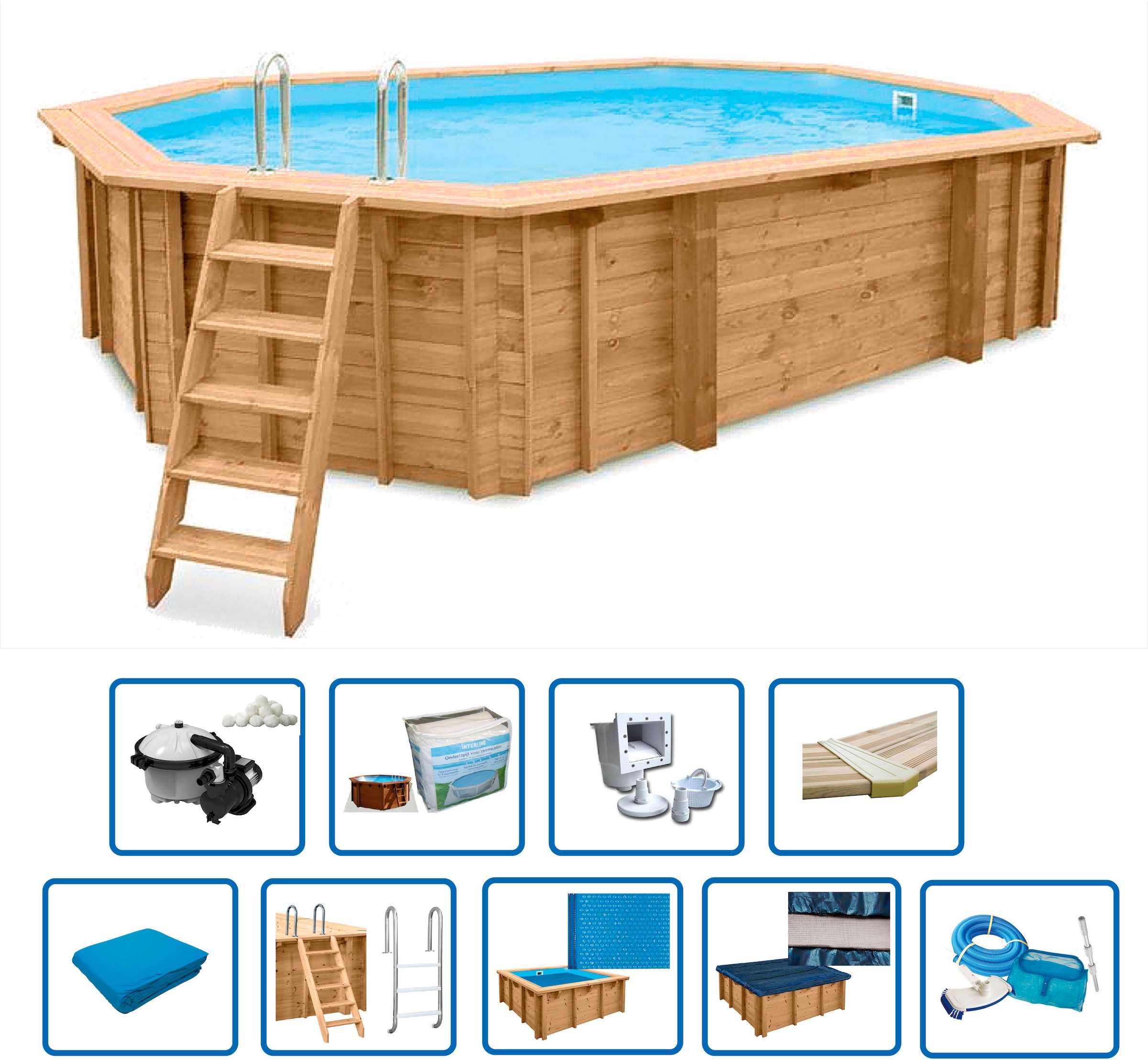 Interline Pool "Java Premium", (Set, 10 tlg.), 640x400x138 cm