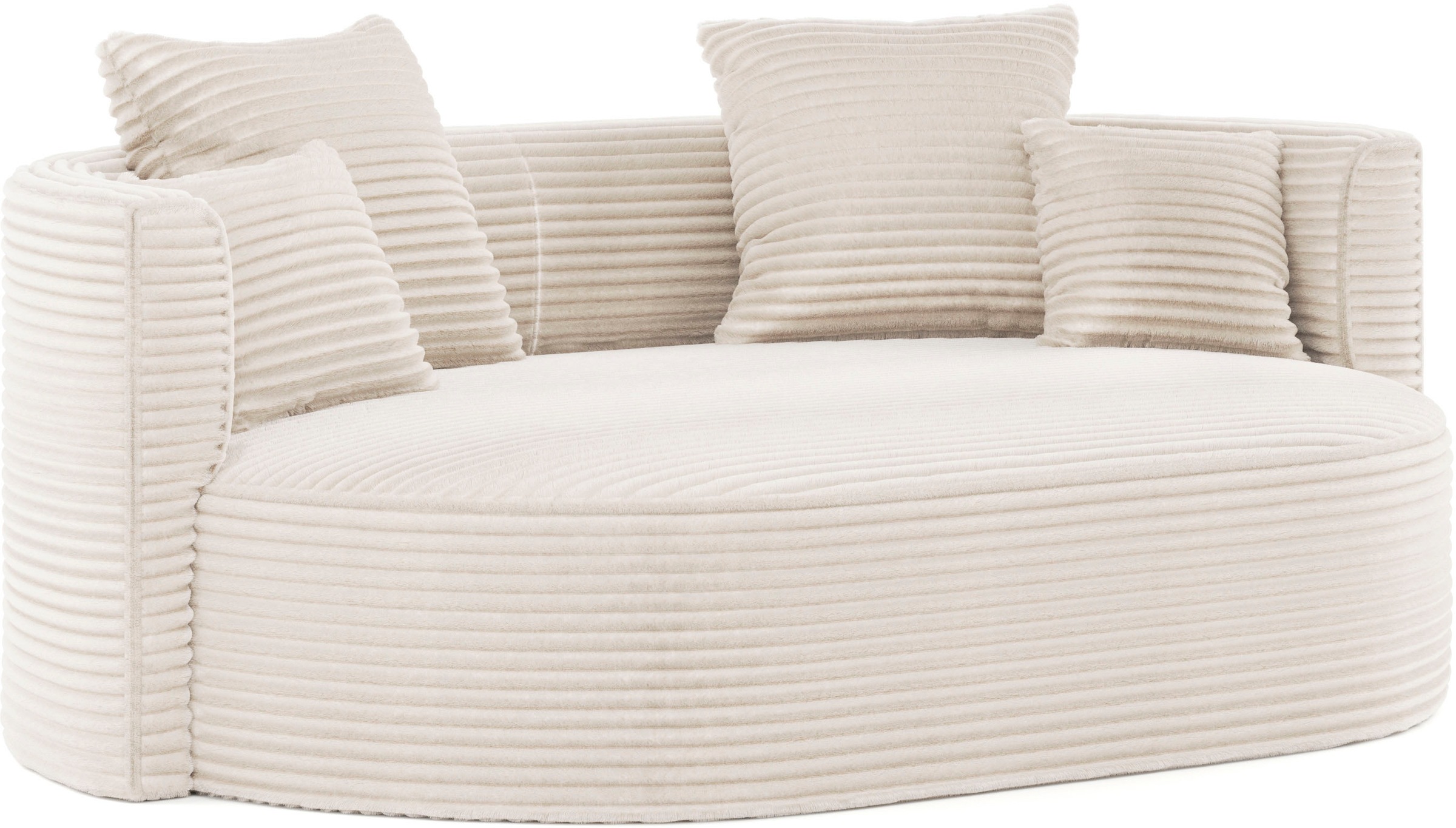 LeGer Home by Lena Gercke 2,5-Sitzer »ISALIE, rundes Loungesofa, mit Kissen, perfekt gepolstert«, moderne Stoffe, mit 4 Zierkissen, extra große Sitzfläche