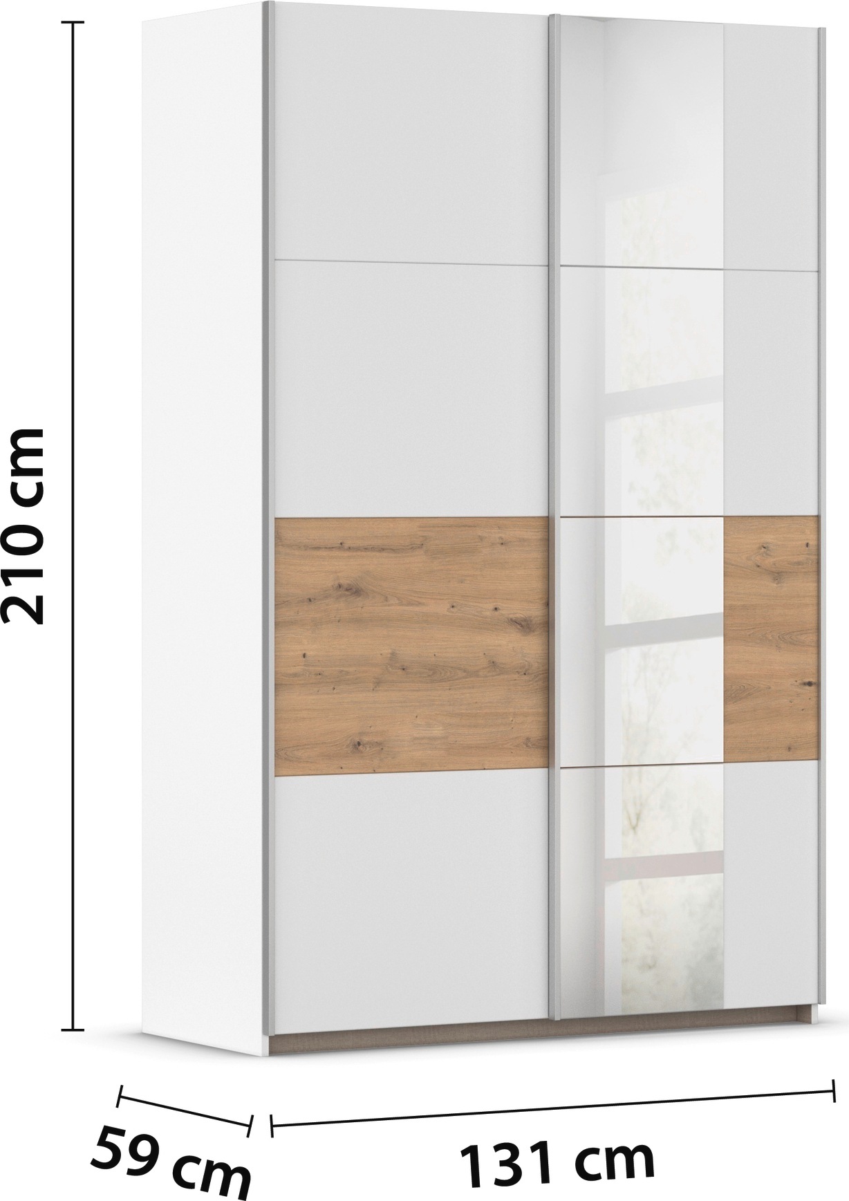 rauch Schwebetürenschrank »Kleiderschrank Schrank Garderobe Schlafzimmerschrank OXFORD«, (in 3 verschiedenen Ausstattungen BASIC/CLASSIC/PREMIUM), mit Griffleisten aus Metall, auch für kleinere Räume MADE IN GERMANY