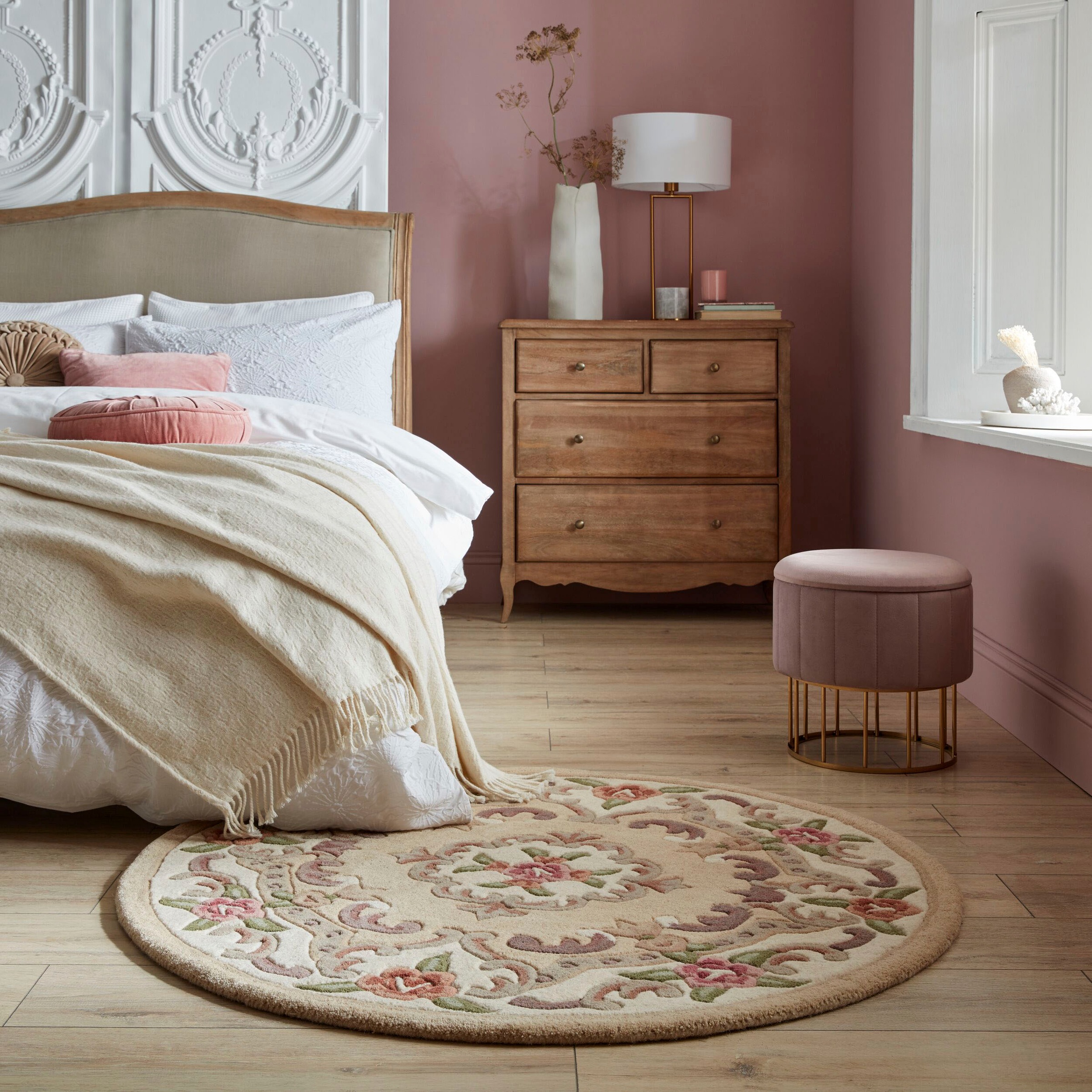 FLAIR RUGS Wollteppich »Aubusson«, rund, 10 mm Höhe
