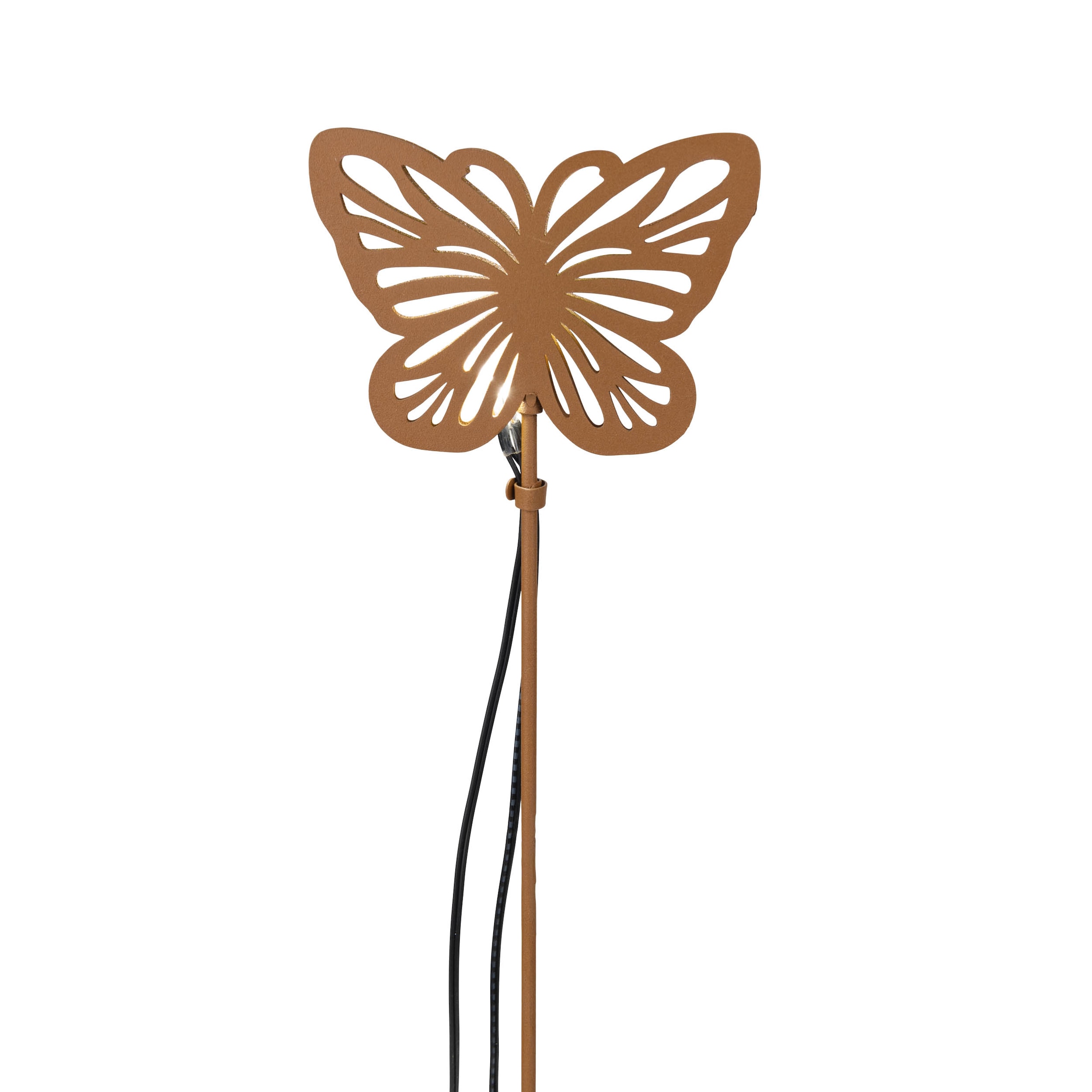 näve LED Solarleuchte »Butterfly« LED-Modul 1 Stk. Warmweiß 3tlg. Dekoleuchte Schmetterling, braun, Lichtfarbe warmweiß,  H: 52cm