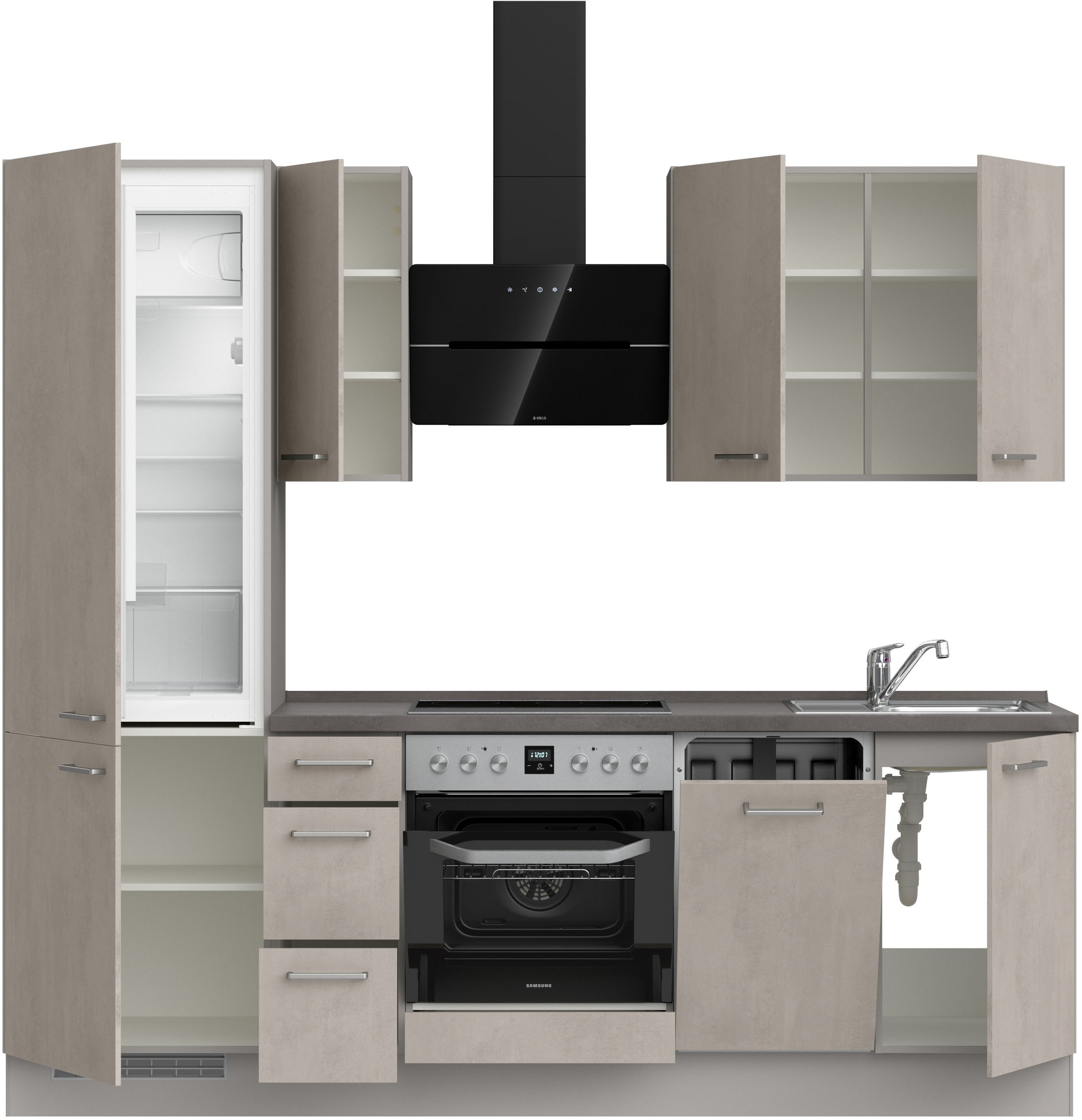 nobilia® Küchenzeile »"Riva II"«, vormontiert, Ausrichtung wählbar, Breite 240 cm, wahlw. mit E-Geräten