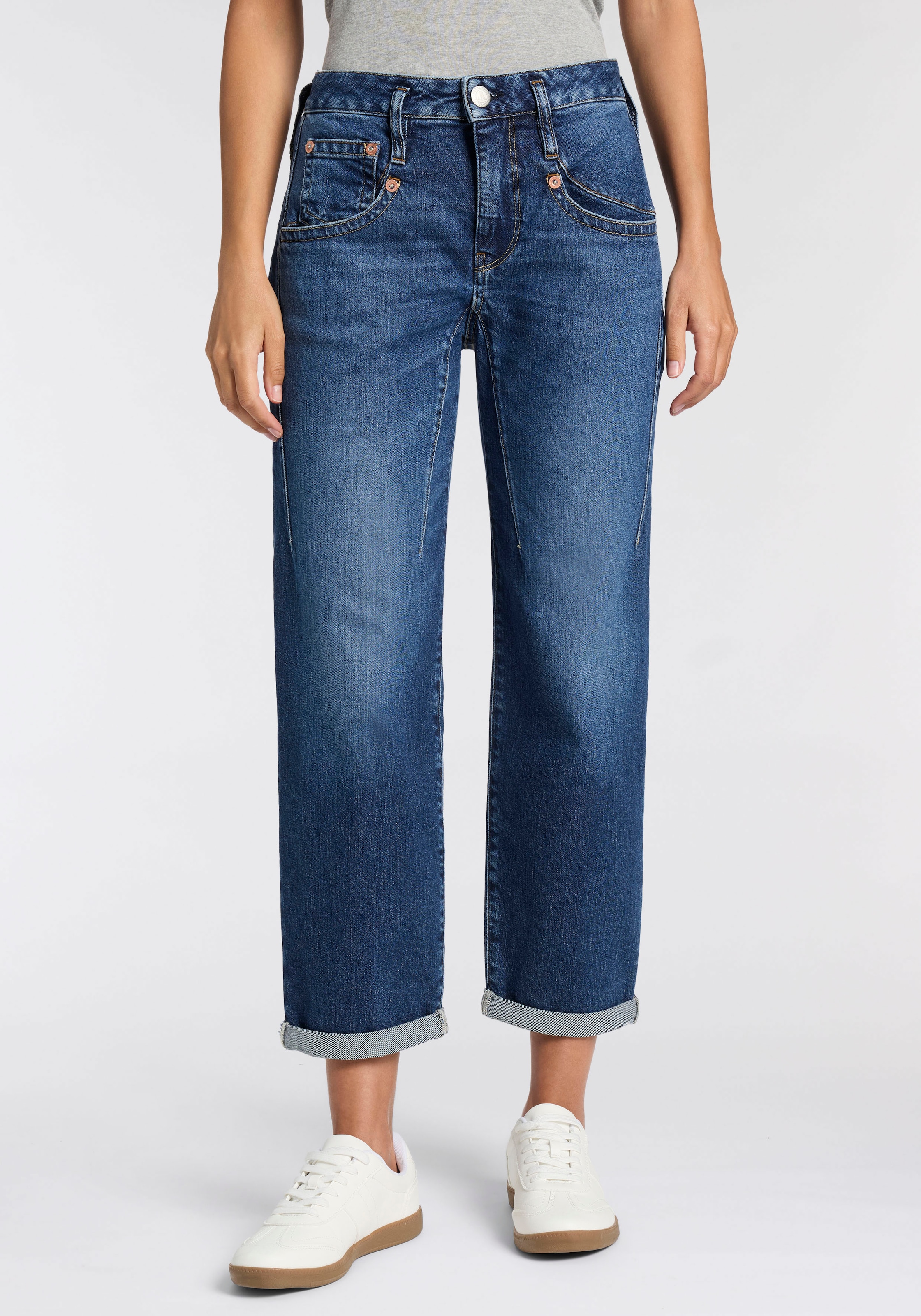 Herrlicher Boyfriend-Jeans "Shyra Tap Zip Denim" in Cropped-Länge, High Waist
