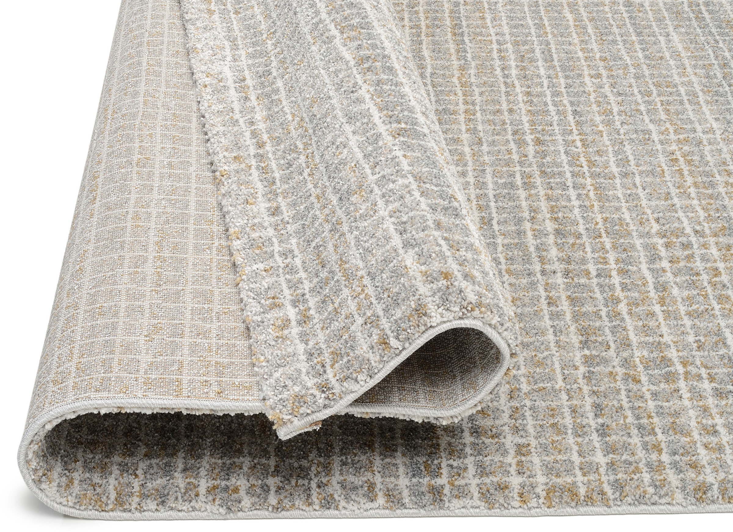 Teppich OCI DIE TEPPICHMARKE "NEW VILLA GEO", grau (grau, creme), B:240cm H:20mm L:340cm, Polypropylen, Teppiche, Teppich, fein kariertes Design, Wohnzimmer 3