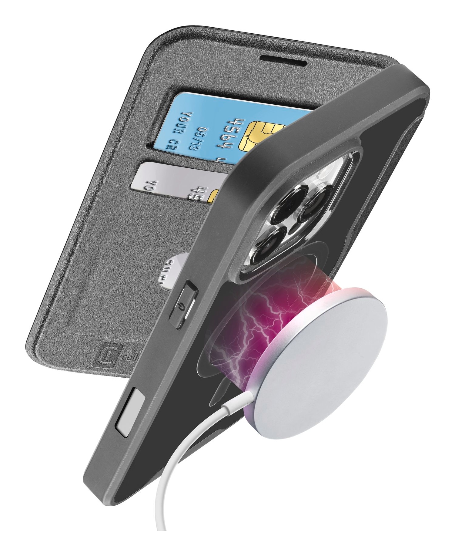 Cellularline Flip Case »Book Case Daily MAG für Apple iPhone 16 Pro«, Bookcover, Schutzhülle, Handyschutzhülle, Case, Schutzcase, stoßfest
