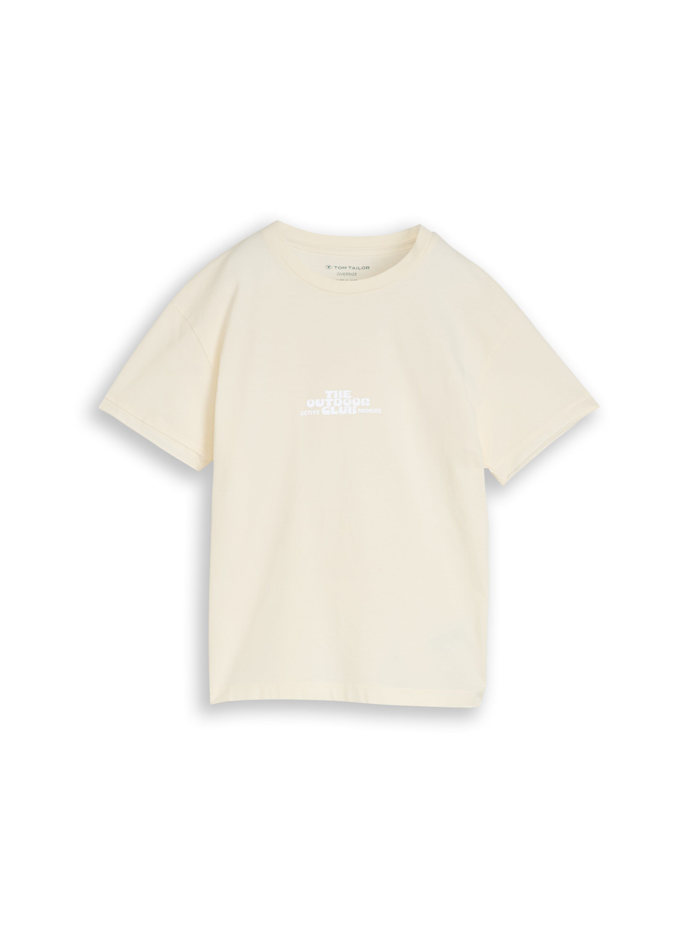 T-Shirt TOM TAILOR, Jungen, Gr. 164, wool weiß, Jersey, Obermaterial: 100% Baumwolle, bedruckt, oversize normal, Rundhals, gerader Abschluss, Shirts T-Shirt, mit reflektivem Print