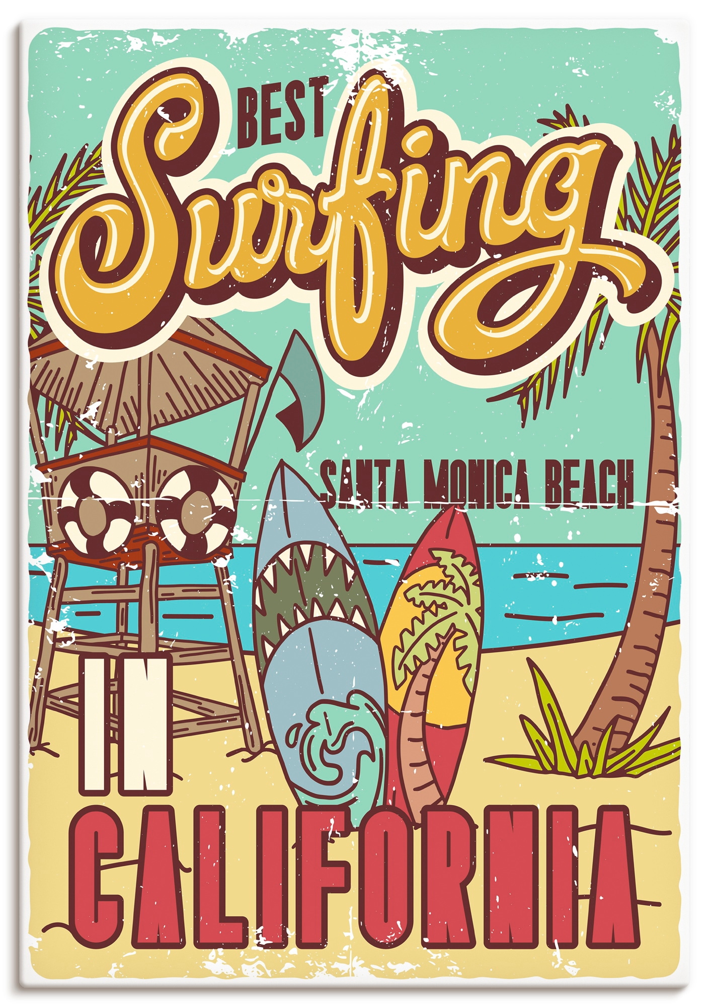 Artland Wandbild "Surfen in Kalifornien" 1 Stk. tlg. als Alubild, Leinwandbild, Poster, Wandaufkleber in verschied. Größen