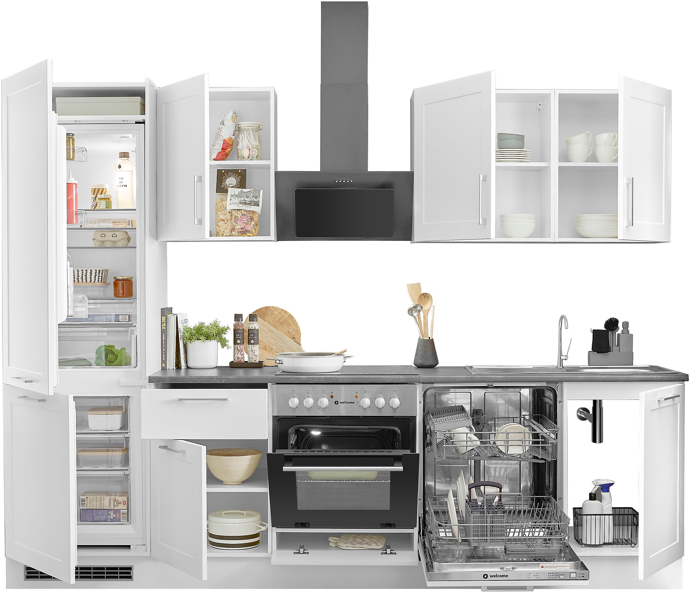 BASIC by Balculina Küchenzeile »Marsi«, Breite 280 cm, wahlweise mit E-Geräten, mit Soft-Close-Funktion