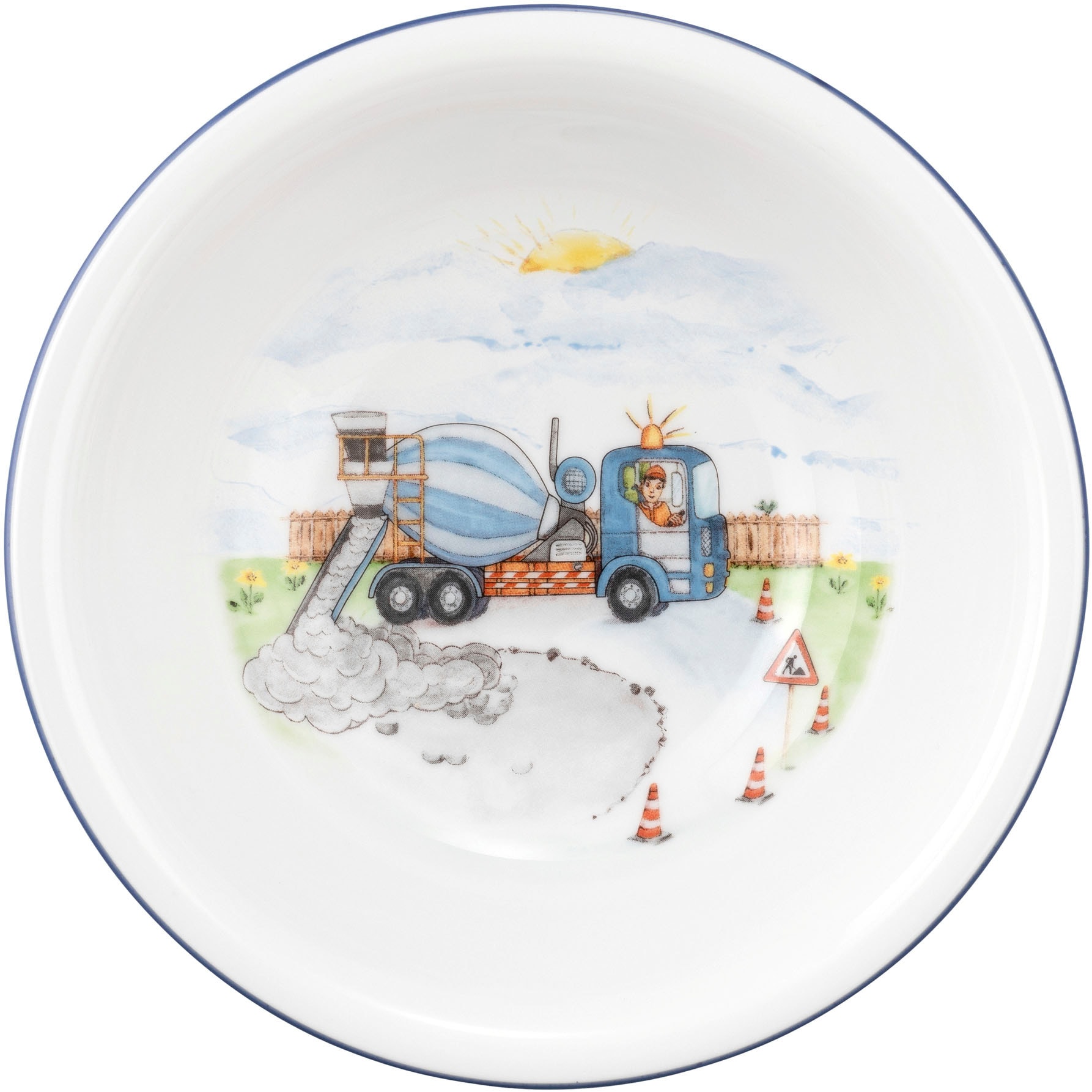 Seltmann Weiden Kindergeschirr-Set »Compact Auf der Baustelle«, (Set, 3 tlg., 1x Becher mit Henkel, 1x Schüssel rund, 1x Frühstücksteller rund), Teller, Schüssel, Becher, Made in Germany, 3 Teile, für 1 Person