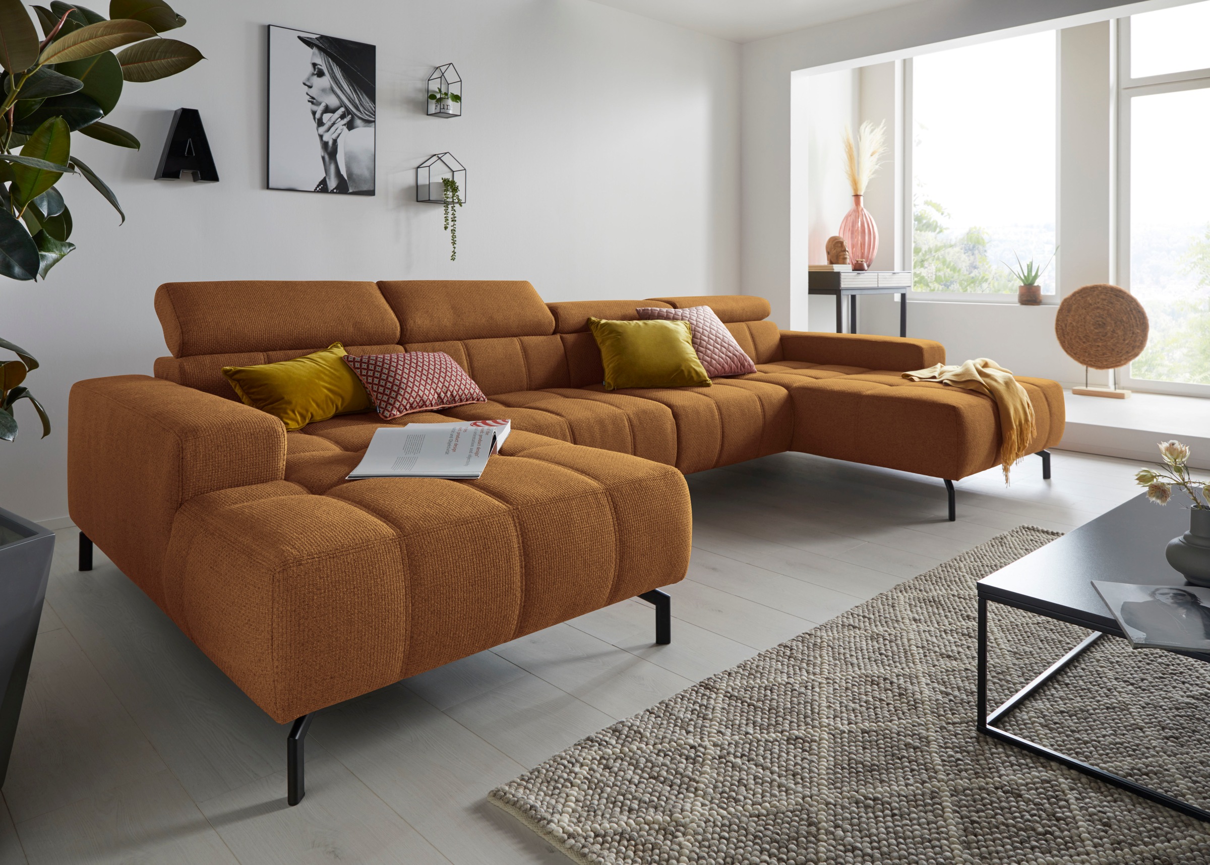 DOMO collection Wohnlandschaft "Cunelli tolle Sitznähte als Designelement, günstig online kaufen