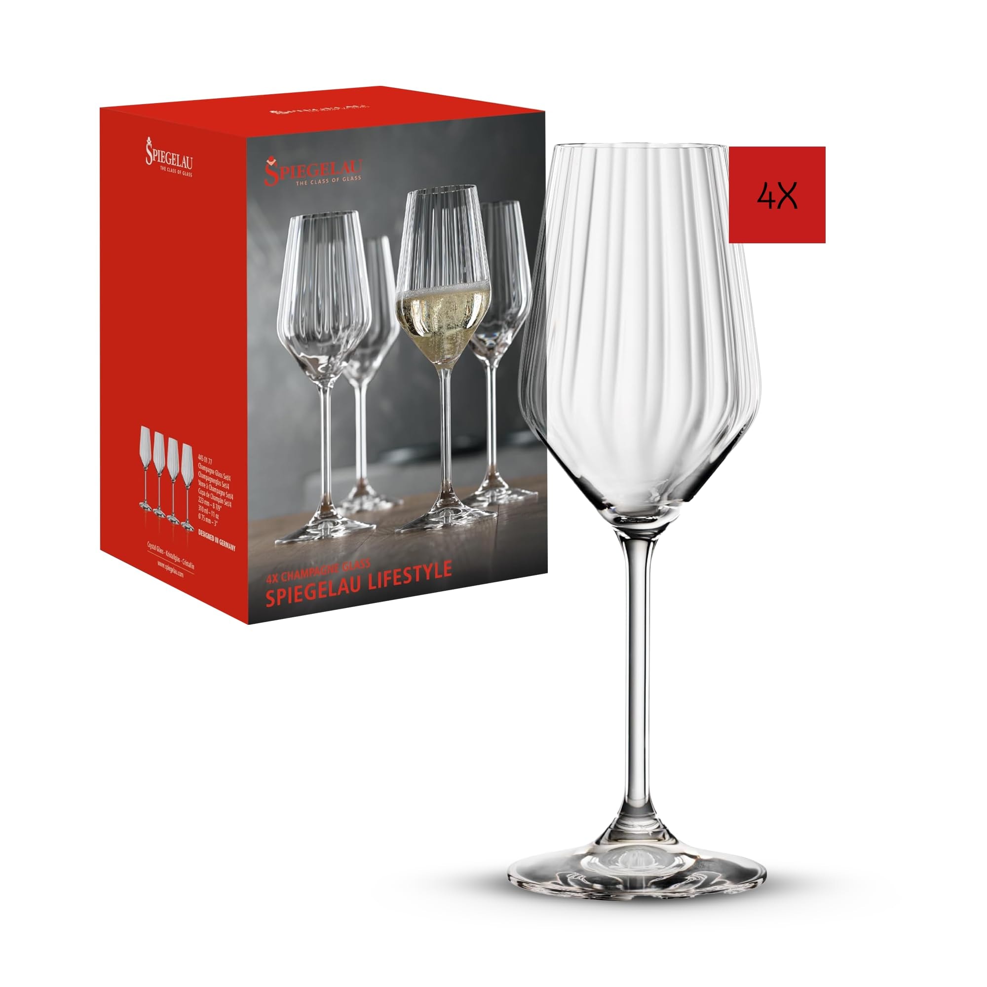 SPIEGELAU Champagnerglas "Champagnergläser Lifestyle 310 ml 4er Set transparent", 4 tlg., bunt, Trinkgefäße
