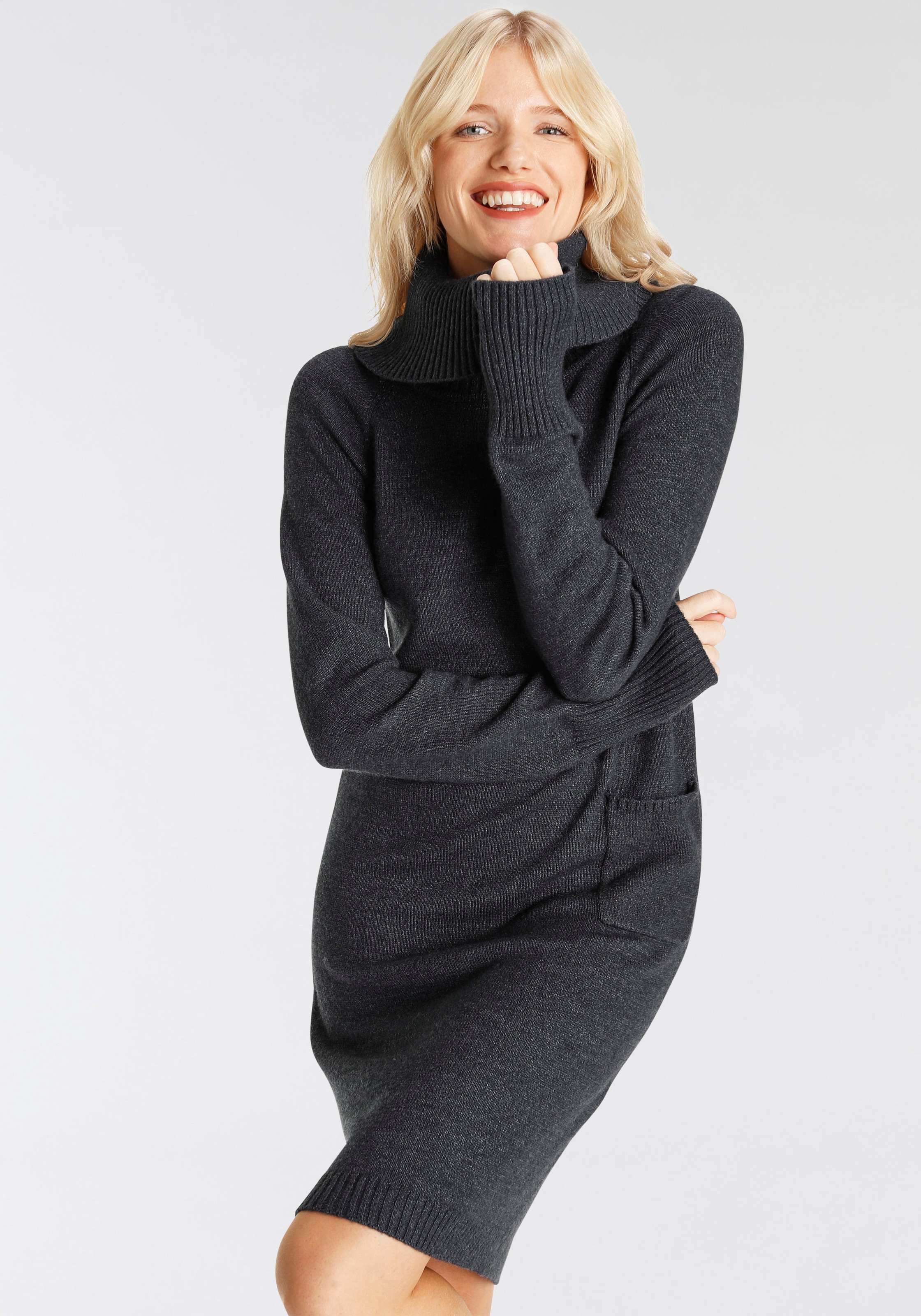 Boysen's Strickkleid großer Rollkragen NQ6781