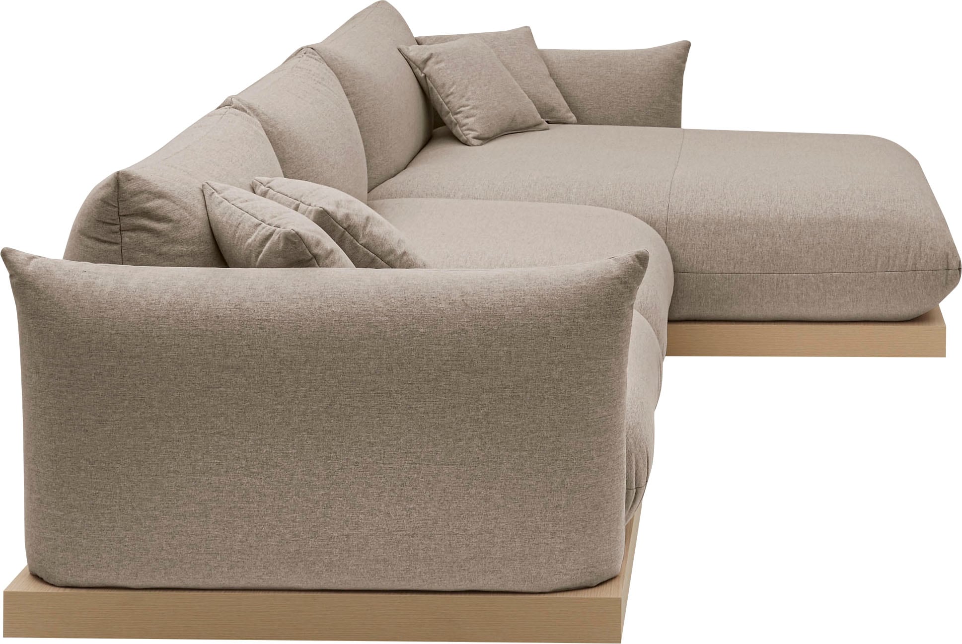 OTTO home Ecksofa »Kalix, Polsterecke mit kräftigem Holz-Plateau, moderne Couch in L-Form«, wahlweise Recamiere links o. rechts, Strukturstoff, hoher Sitzkomfort