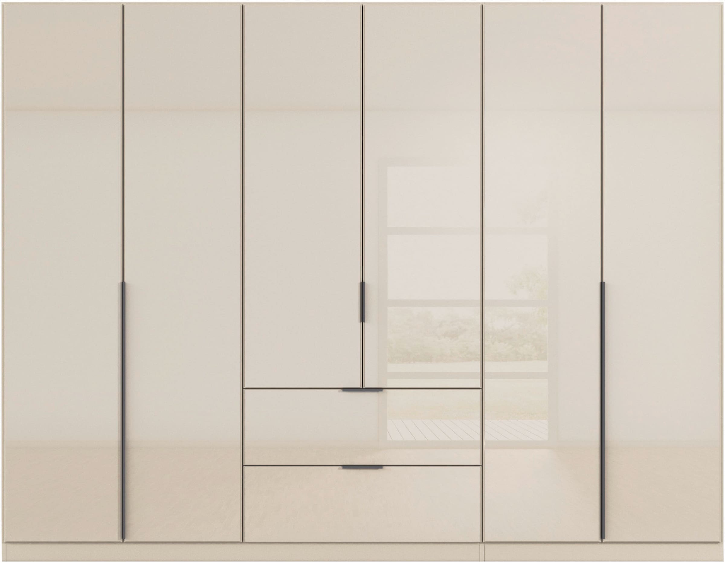 rauch Drehtürenschrank »Kleiderschrank Kleiderschränke Schrank Garderobe AGORDO mit Glasfront«, (in zwei Griff-Farben mit Glasfront), mit Außenschubkästen, in 6 Breiten und 2 Höhen MADE IN GERMANY
