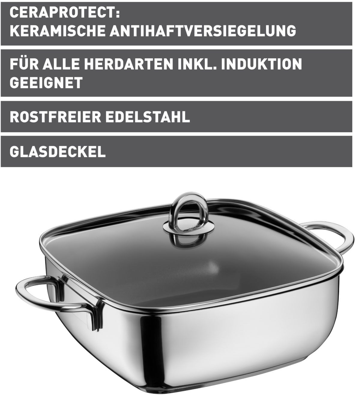 Silit Schmortopf "Studio, beschichteter Bräter Induktion" Cromargan Edelstahl Rostfrei 18/10