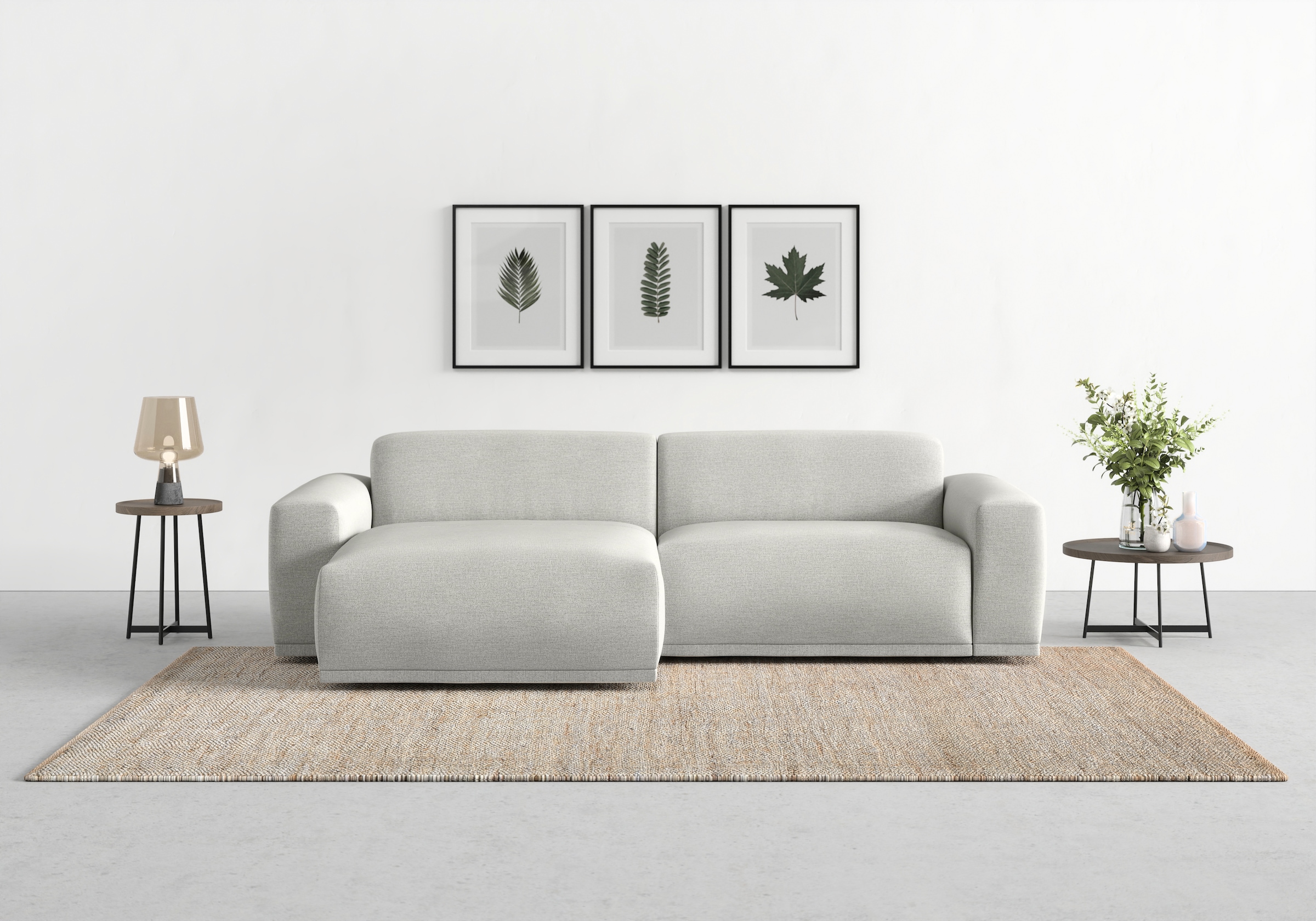 TRENDMANUFAKTUR Ecksofa "Braga, mit hochwertigem Kaltschaum, L-Form, Japandi-Design" modernes Sofa, Couch mit hohem Sitzkomfort, 255/72/160 cm (B/H/T)