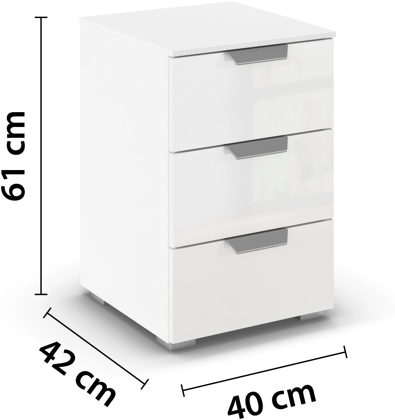 rauch Nachtkommode »Nachttisch Nachtkonsole ORIAS in Dekor- oder Hochglanzfront«, (Breite 40 cm), mit 3 geräumigen Schubladen für viel Stauraum MADE IN GERMANY