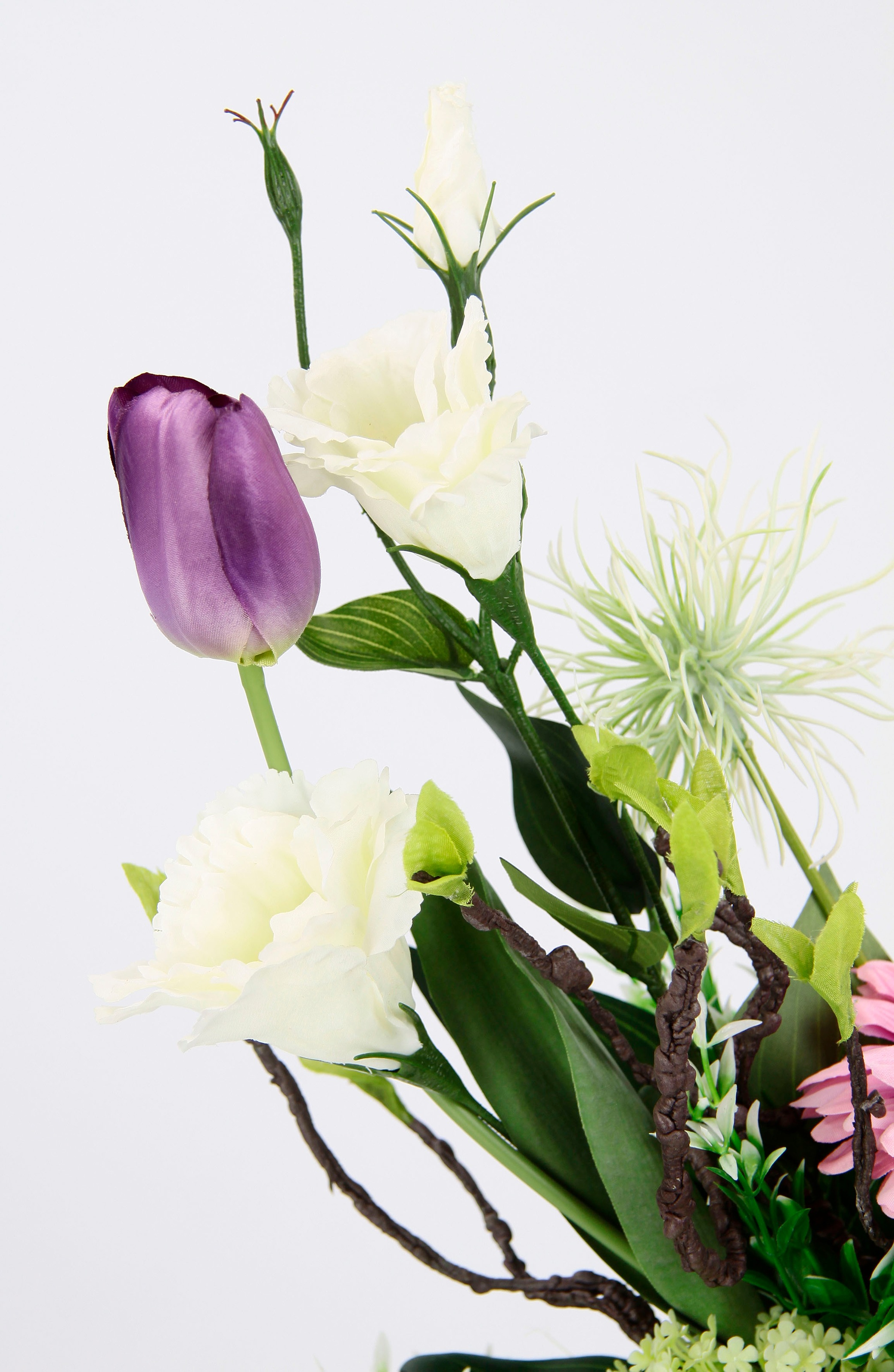 I.GE.A. Kunstblume "Arrangement Ranunkel/Lysianthus", Pflanzschale aus Rind günstig online kaufen